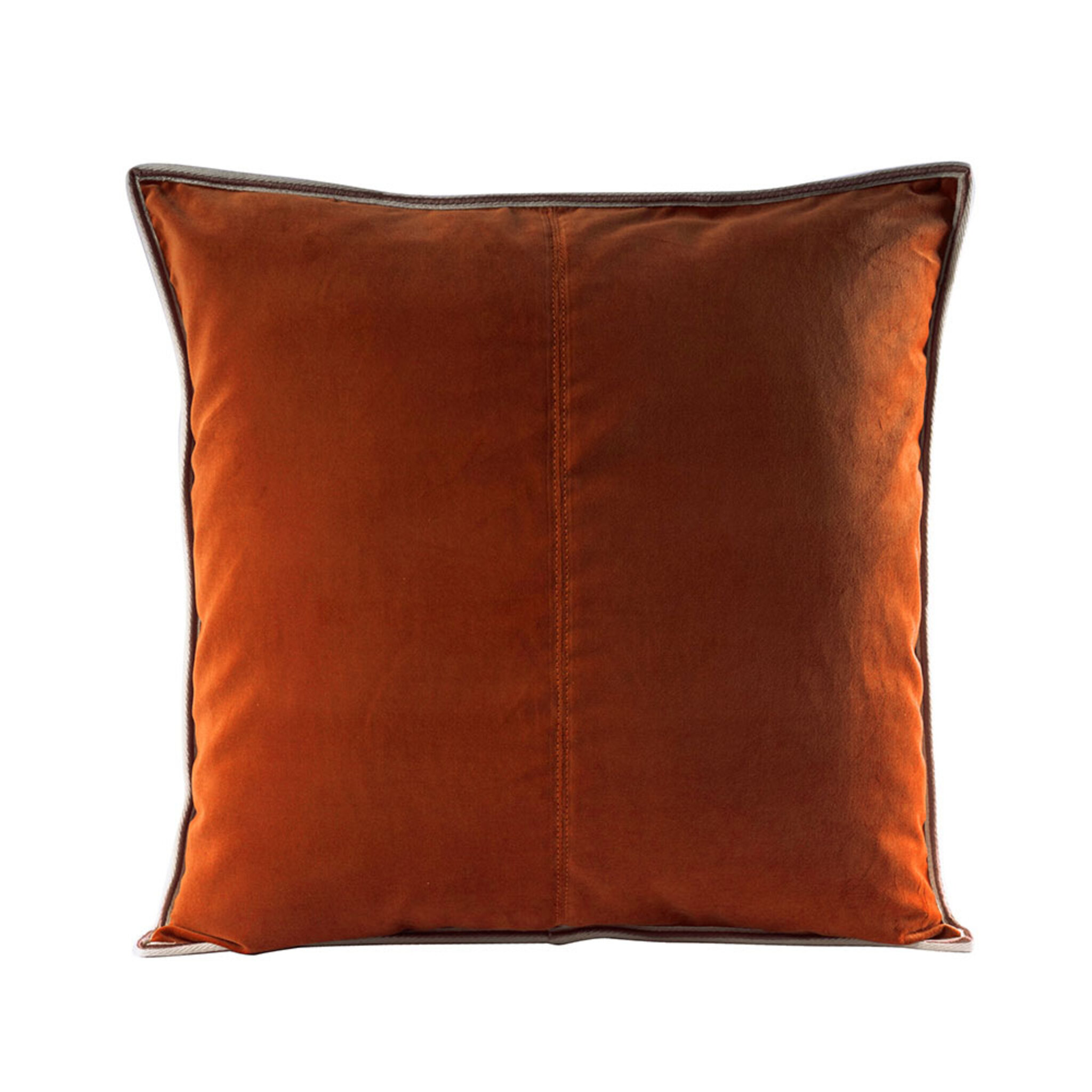 Kuddfodral Cognac Striped Edge Velvet 50x50, 50X50