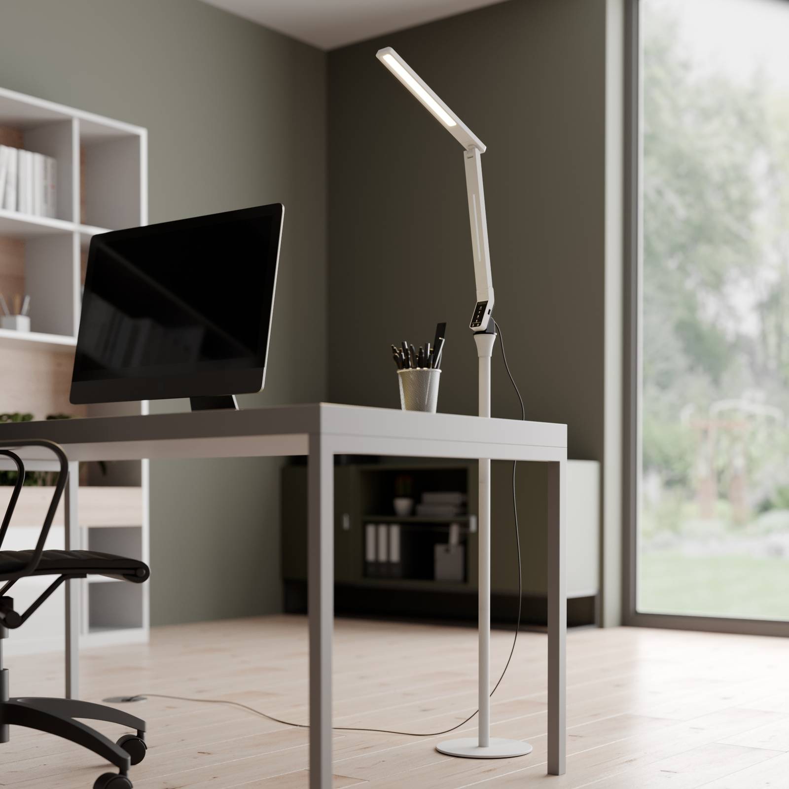 Arcchio Liano LED-golvlampa, dimbar i vitt