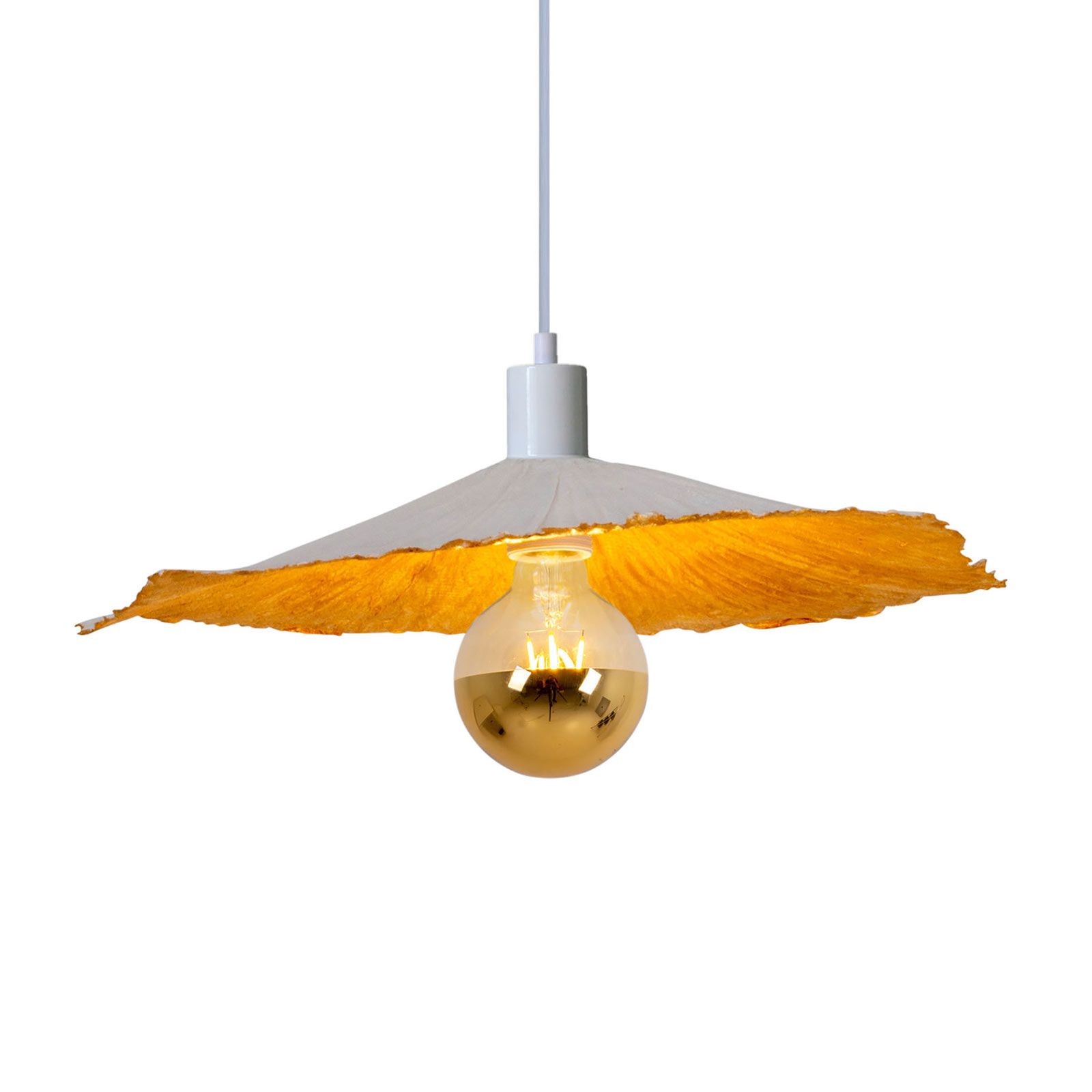 Hänglampa Crazy Paper, vit-guld, Ø 41 cm