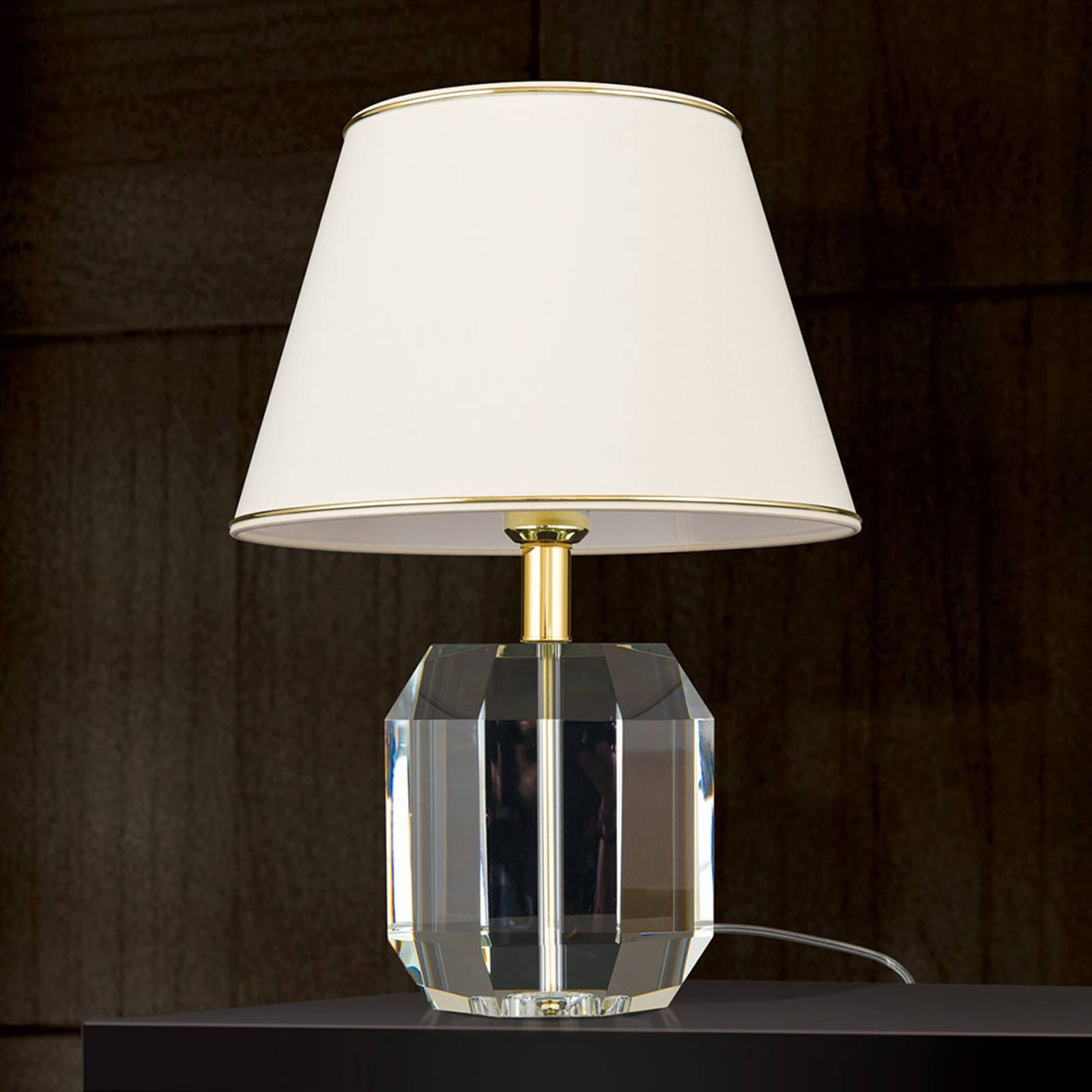 Bordslampa Alexis med kristall guld/antikvitt