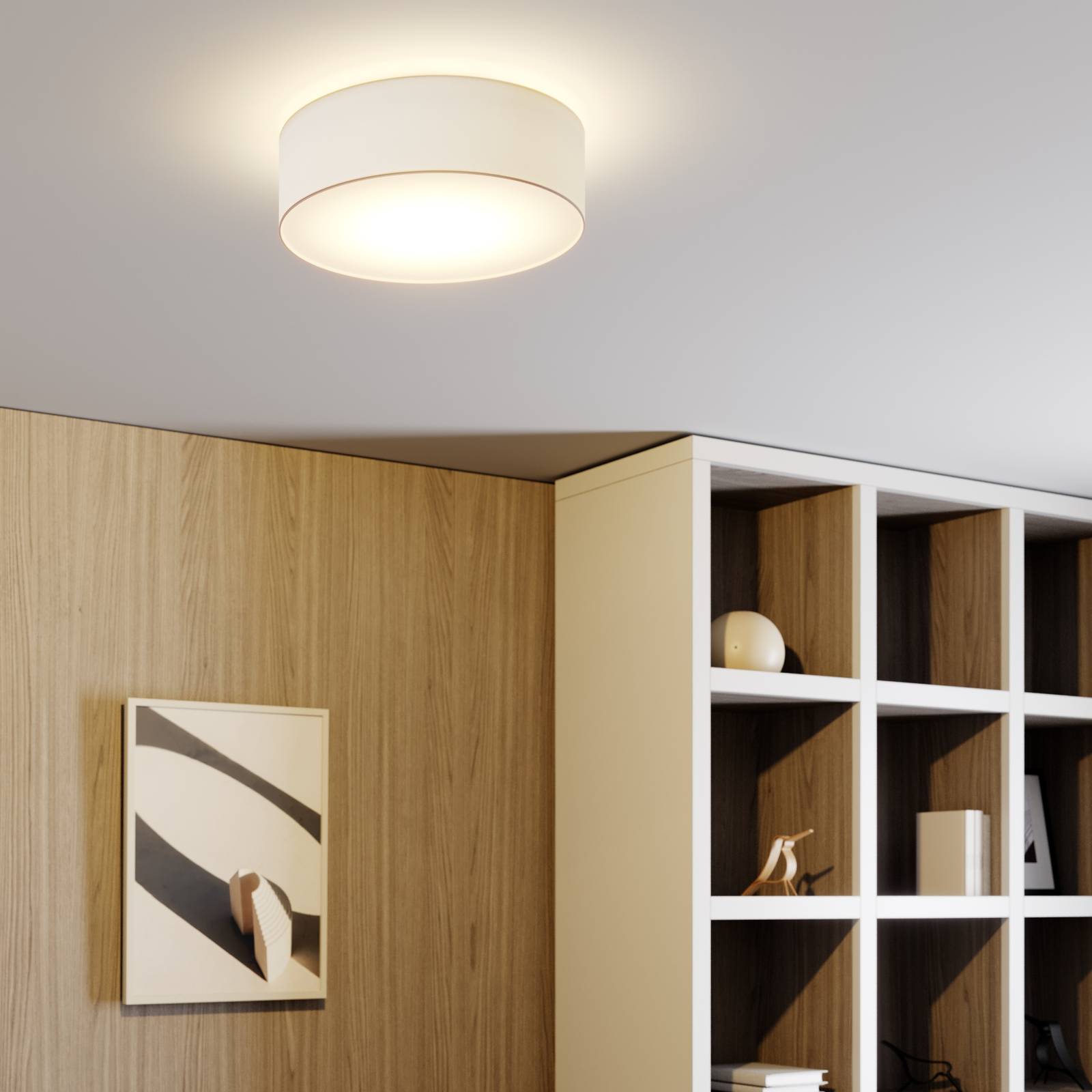 Lindby Finnek RGB-LED-taklampa, textilskärm