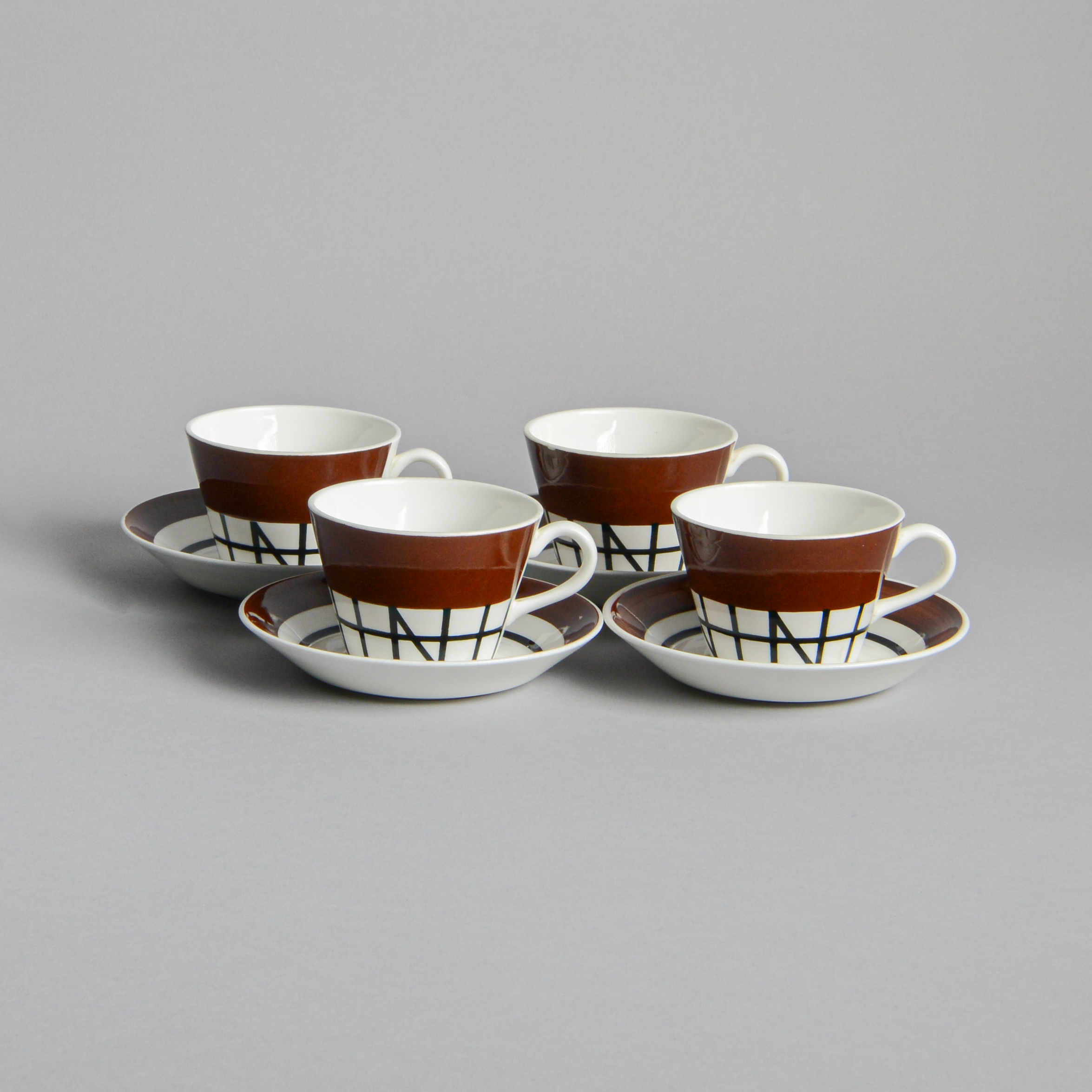 Gustavsberg - "Korsvirke" Kaffekoppar 4 st