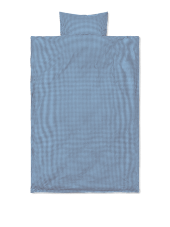 Check Påslakanset Baby Faded Blue/Chocol