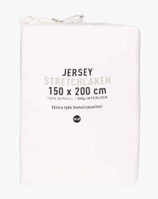 Jersey interlock dra-på-lakan vit