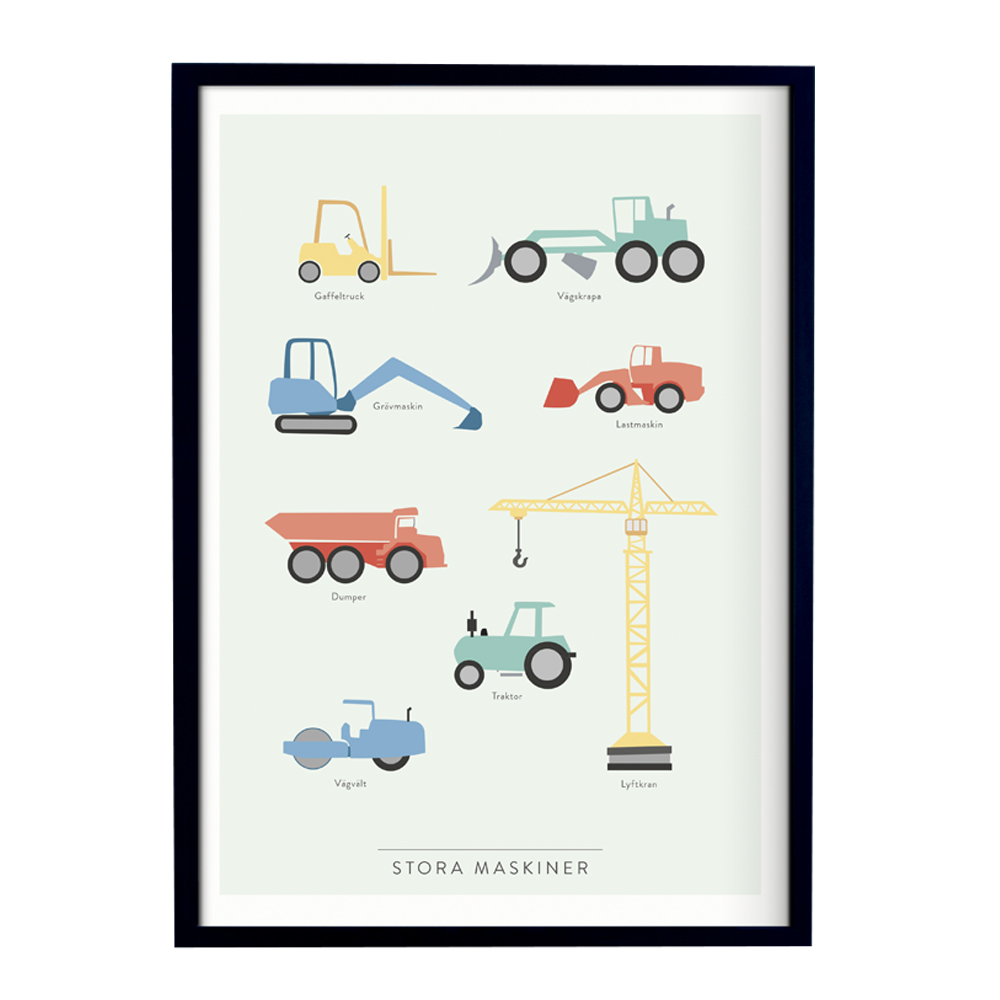 Kunskapstavlan - Poster 50x70 cm Stora maskiner