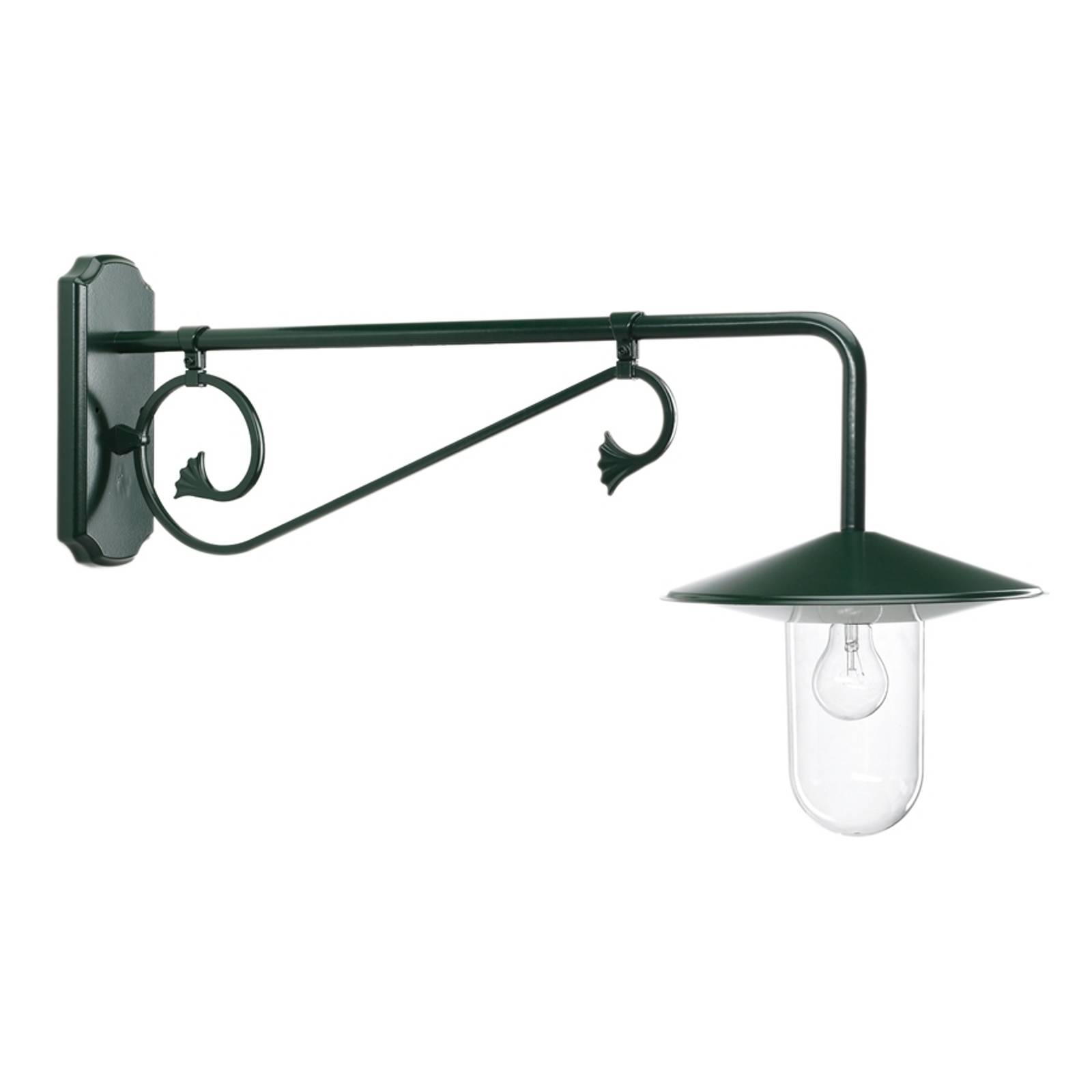 Utomhusvägglampa Louvre, djup 90 cm grön/klar