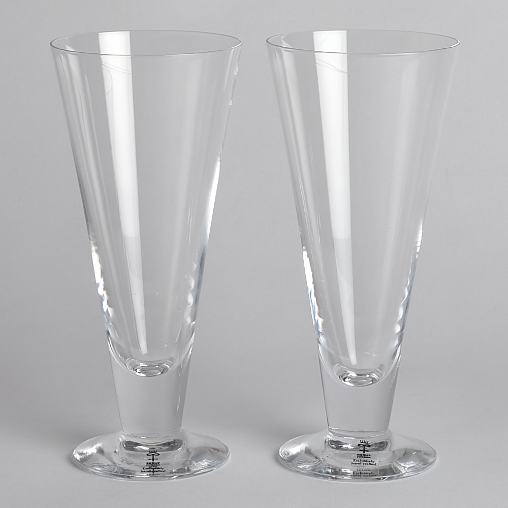 Vintage - SÅLD Ölglas Skruf Glasbruk 2st