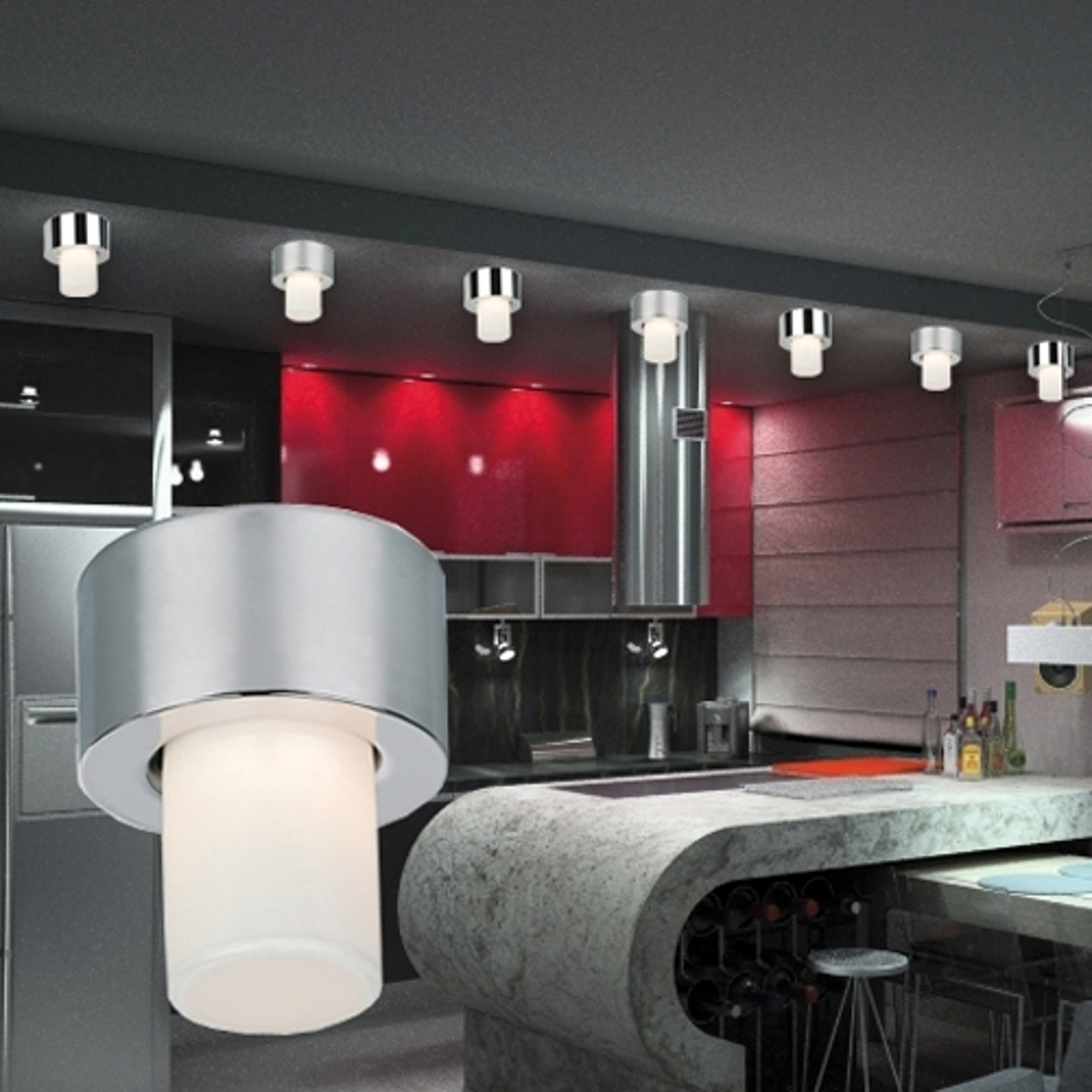 Liten taklampa LILLI, satinerad nickel