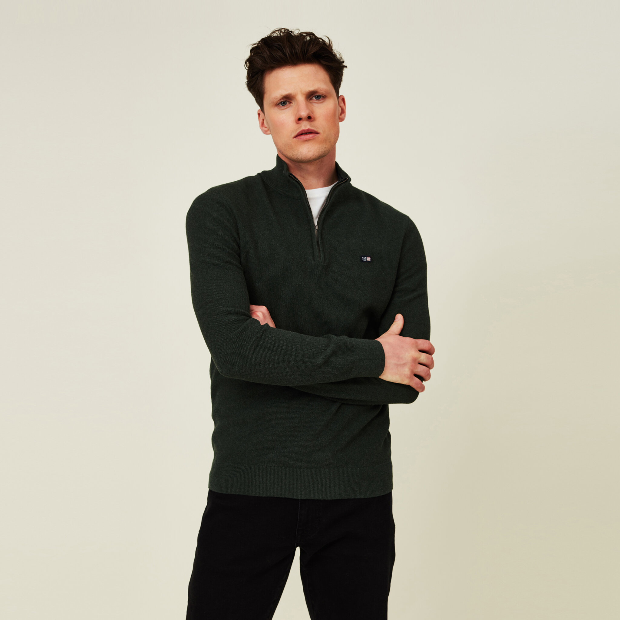 Clay Organic Cotton Half Zip Sweater