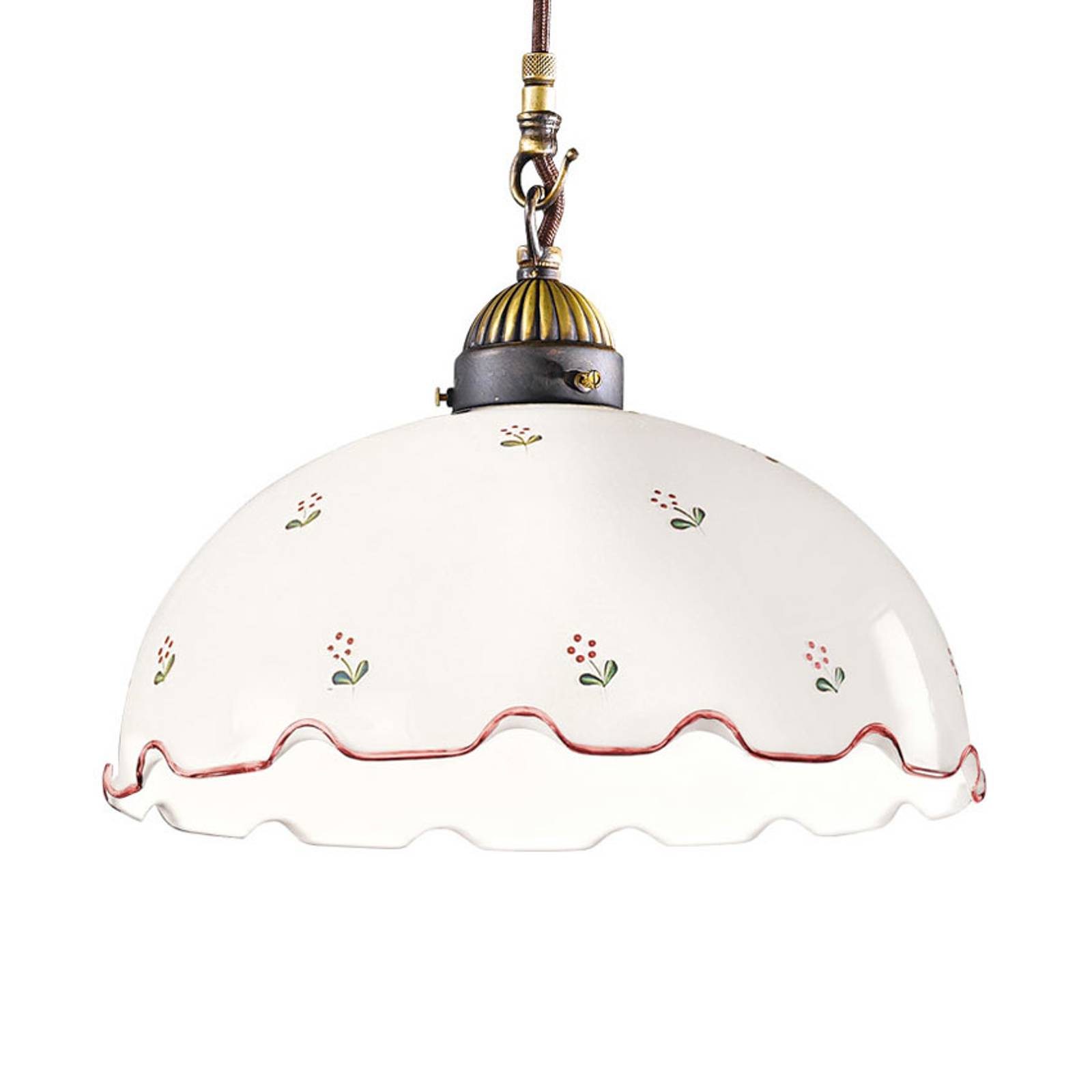 Hänglampa Nonna Blomma, vit-röd, Ø 30 cm