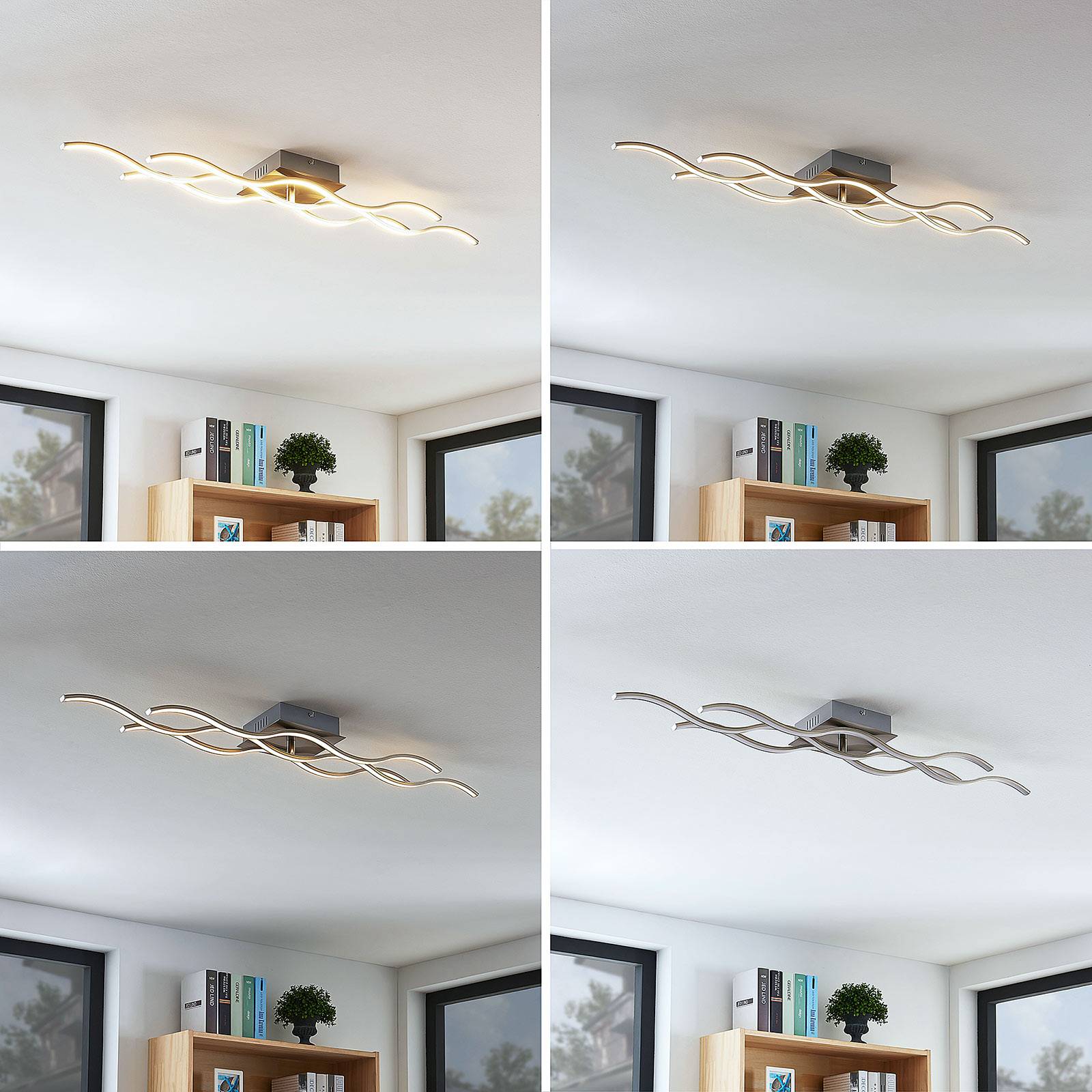 Vågig LED-taklampa Safia med tre ljuskällor