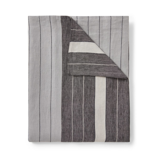 Duk Linen Stripe 140x240cm Linne Gråblå