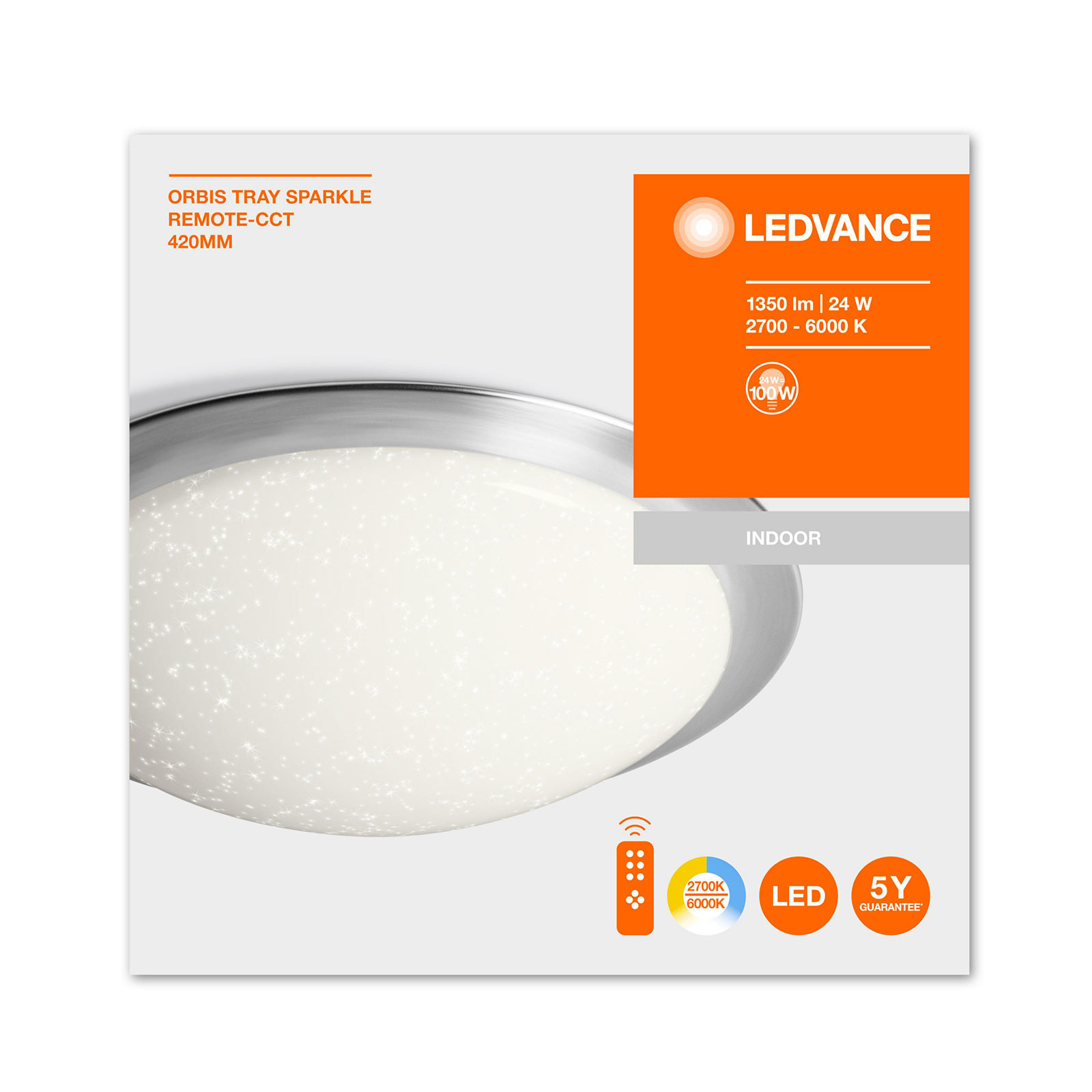 LEDVANCE Orbis Tray Sparkle CCT taklampa 42 cm