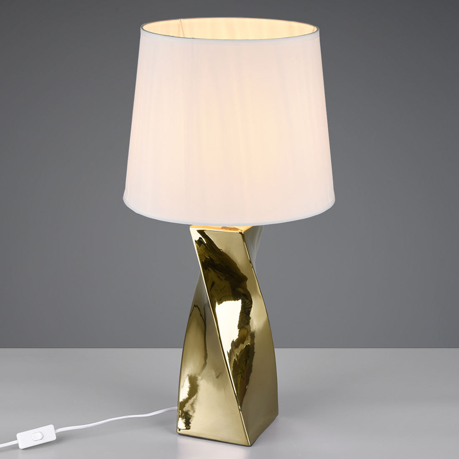 Bordslampa Abeba, Ø 34 cm, vit-guld