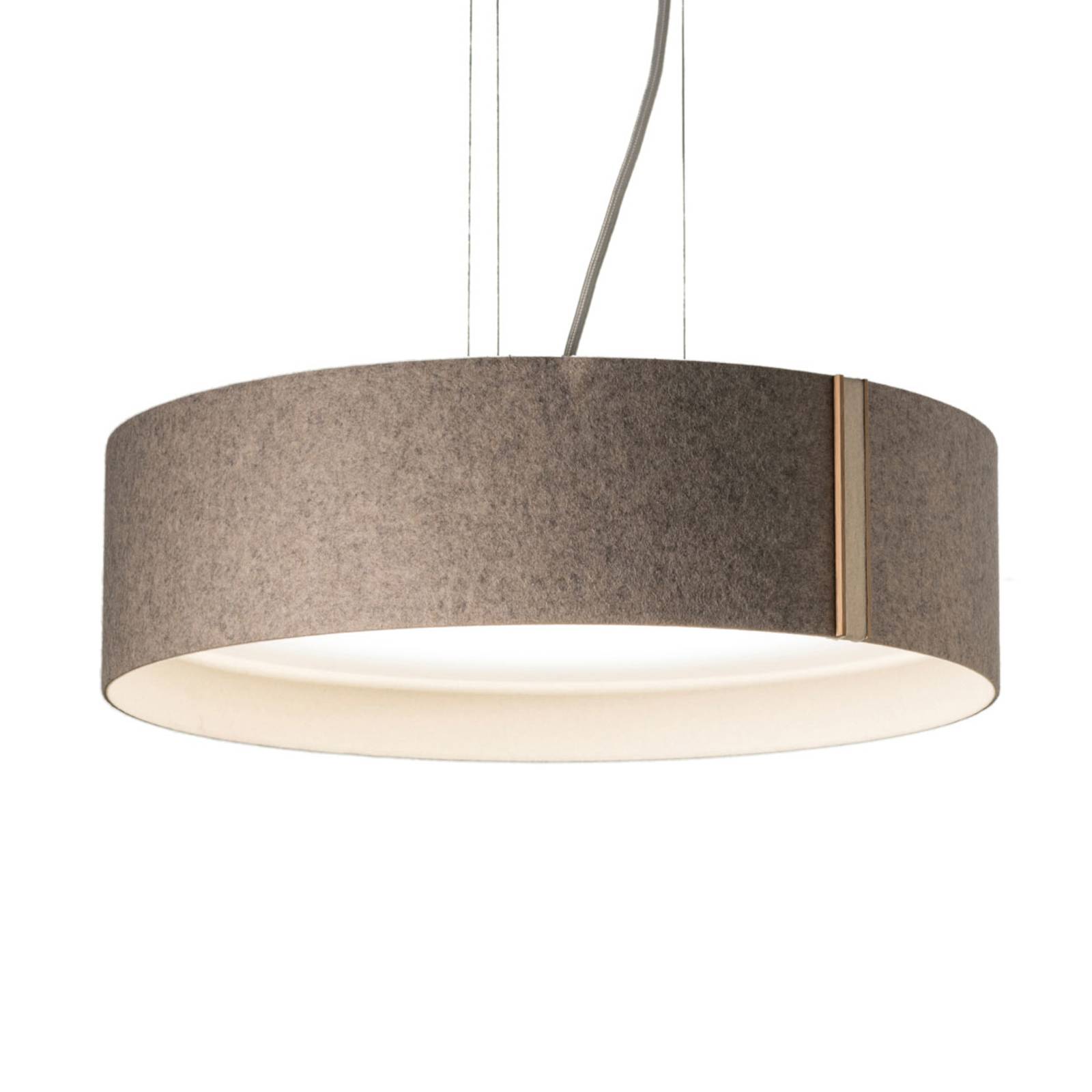 LED-hänglampa LARAfelt M, Ø 43 cm, grå/ullvit
