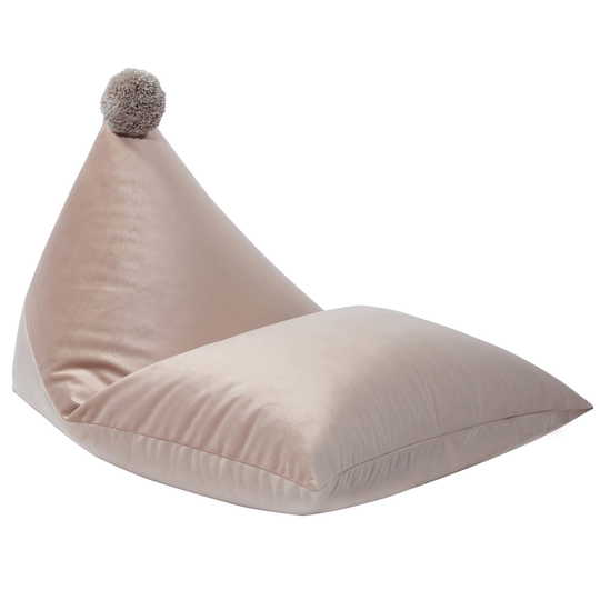 Sittpuff sammet BEIGE 80 x 120 cm med pompom