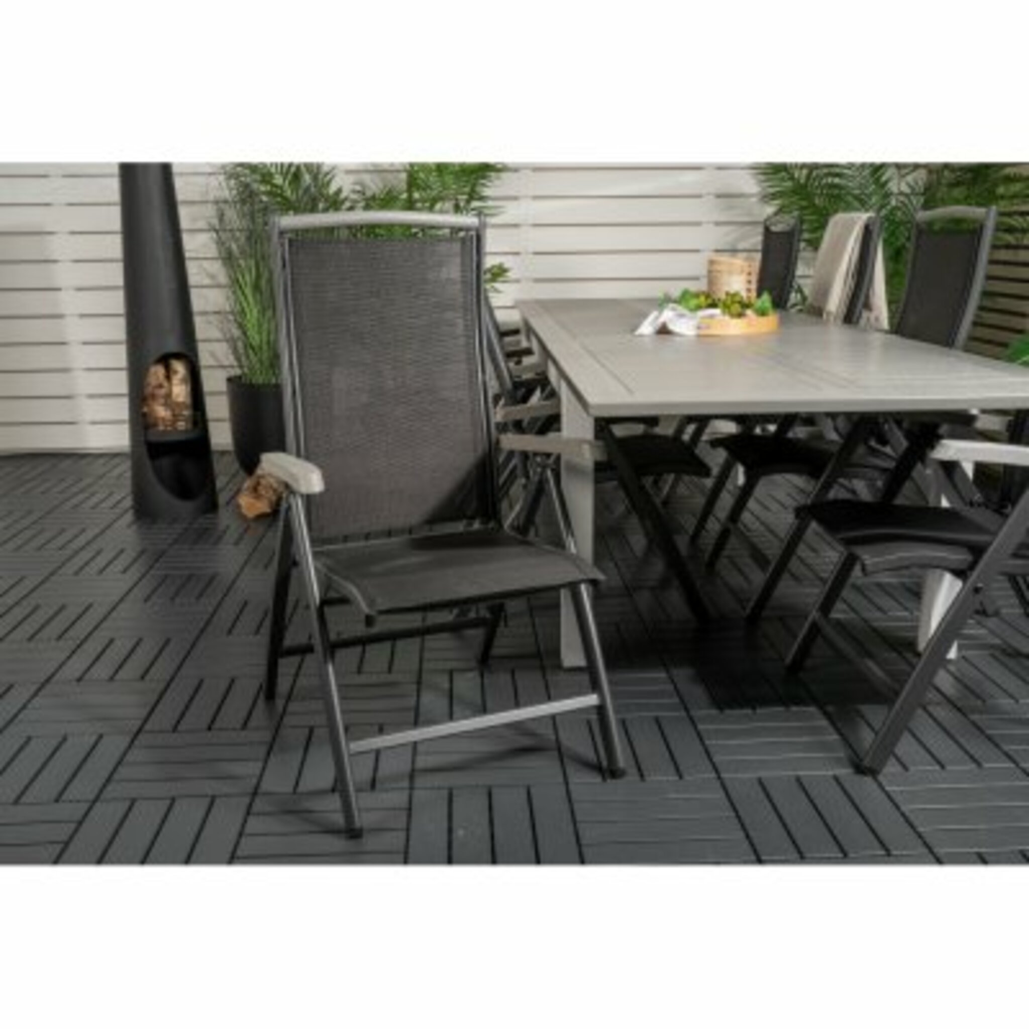 Loungestol ställbar Albany 2-pack, svart/grå