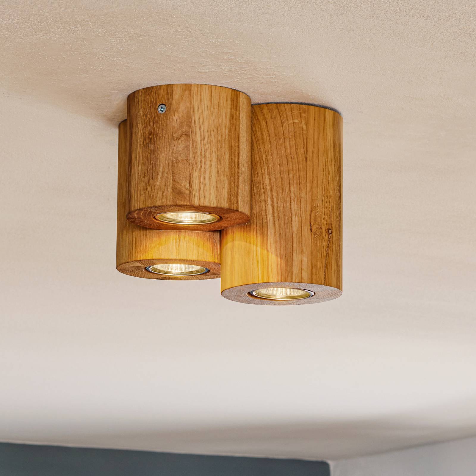 Taklampa Wooddream 3 lampor ek, rund