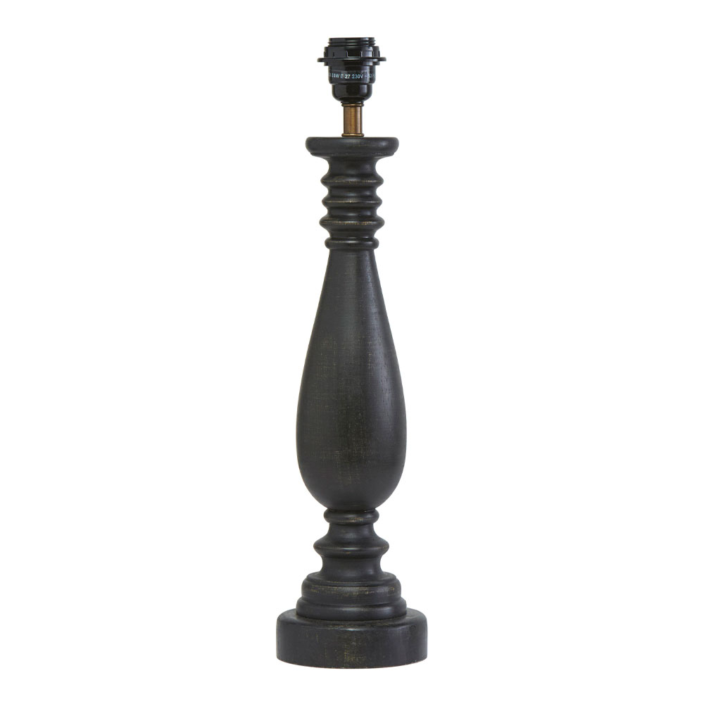 PR Home - Linda Lampfot Svarvat mangoträ 52 cm Svart