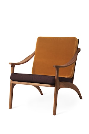 Lean Back Lounge Chair Amber velvet/Coffee brown Teak