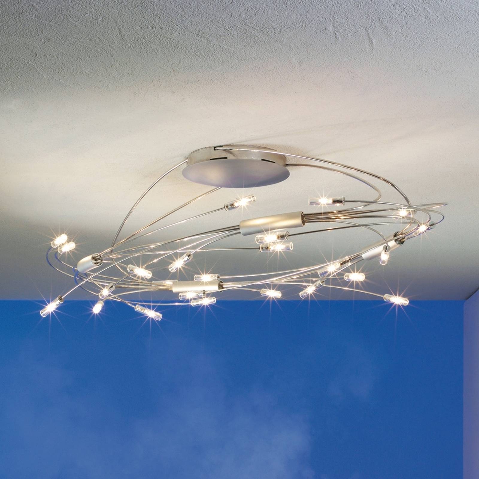 Exklusiv plafondlampa Spin, oval, krom