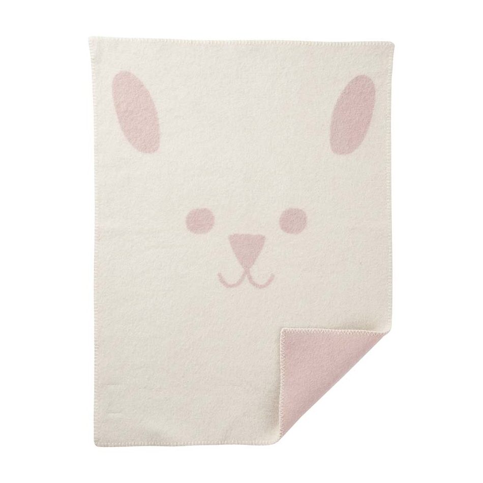 Babyfilt Rabbit rosa lammull Klippan Yllefabrik
