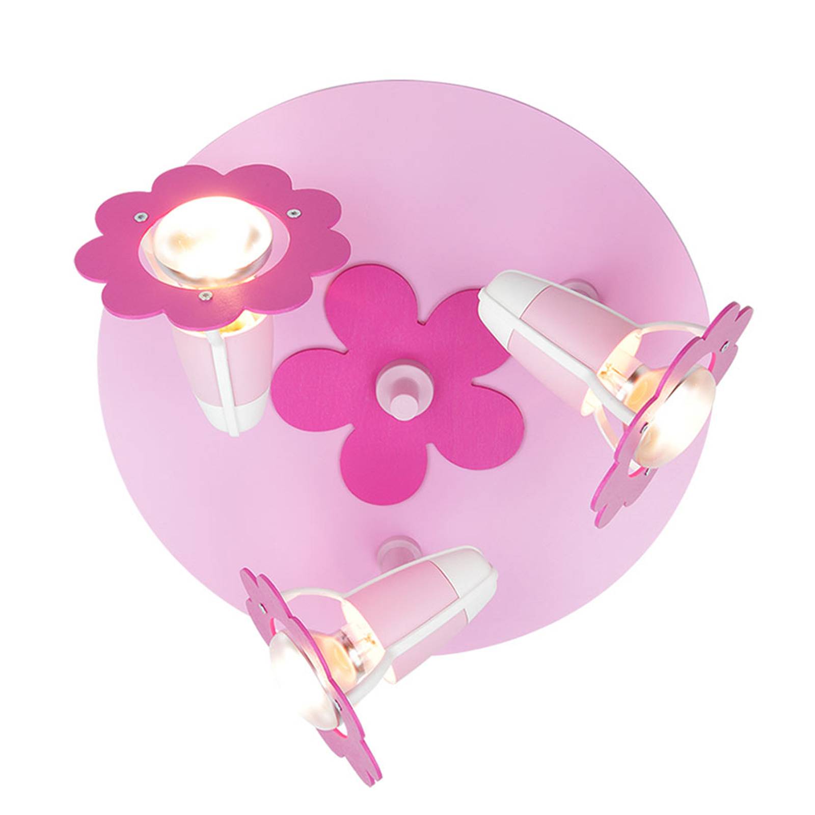 Taklampa Blomma, rosa, rund, 3 lampor