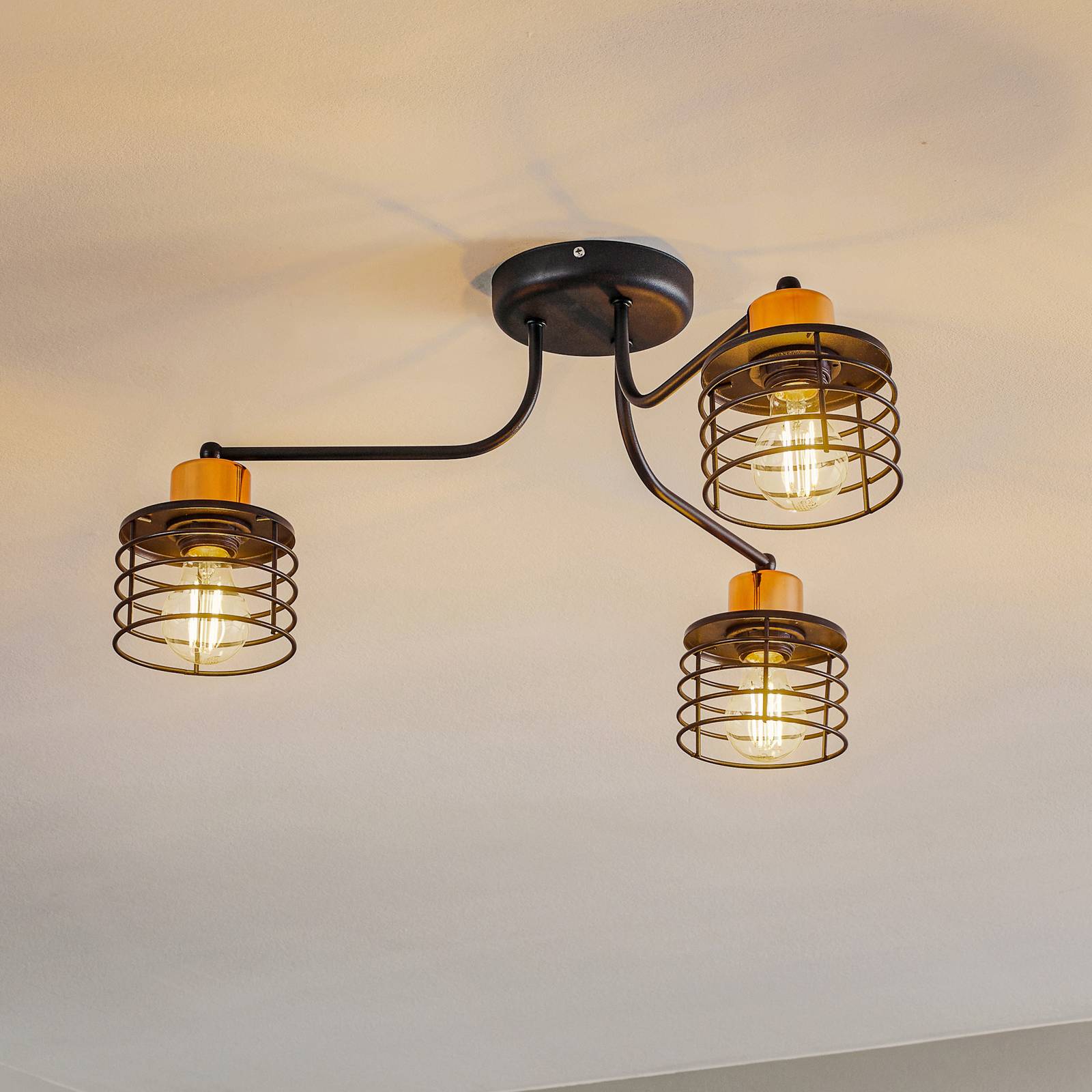 Taklampa Edison, 3 lampor