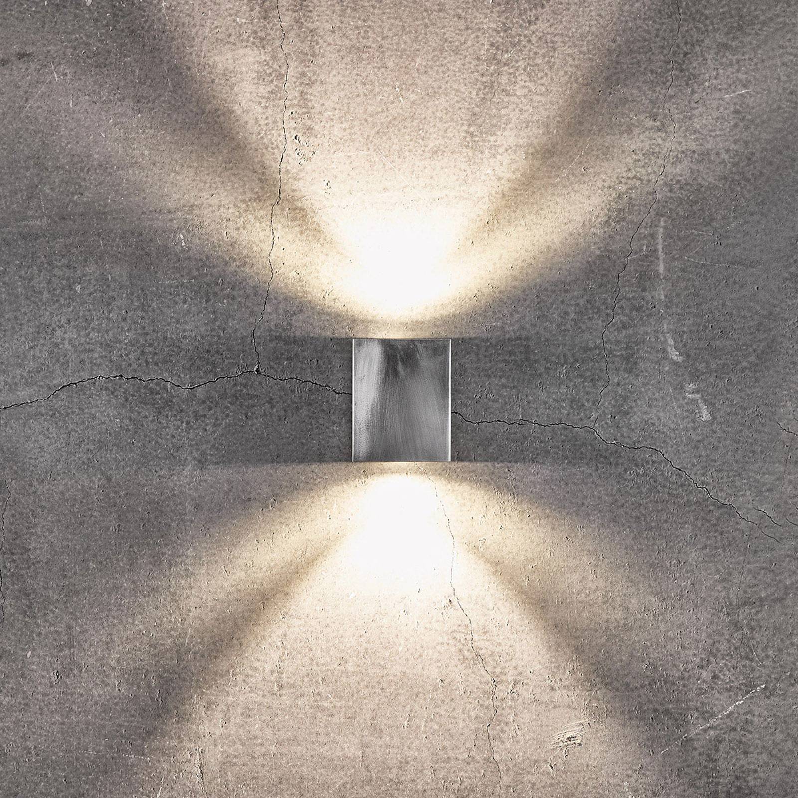 LED-utomhusvägglampa Canto Kubi 2, 10 cm, zink