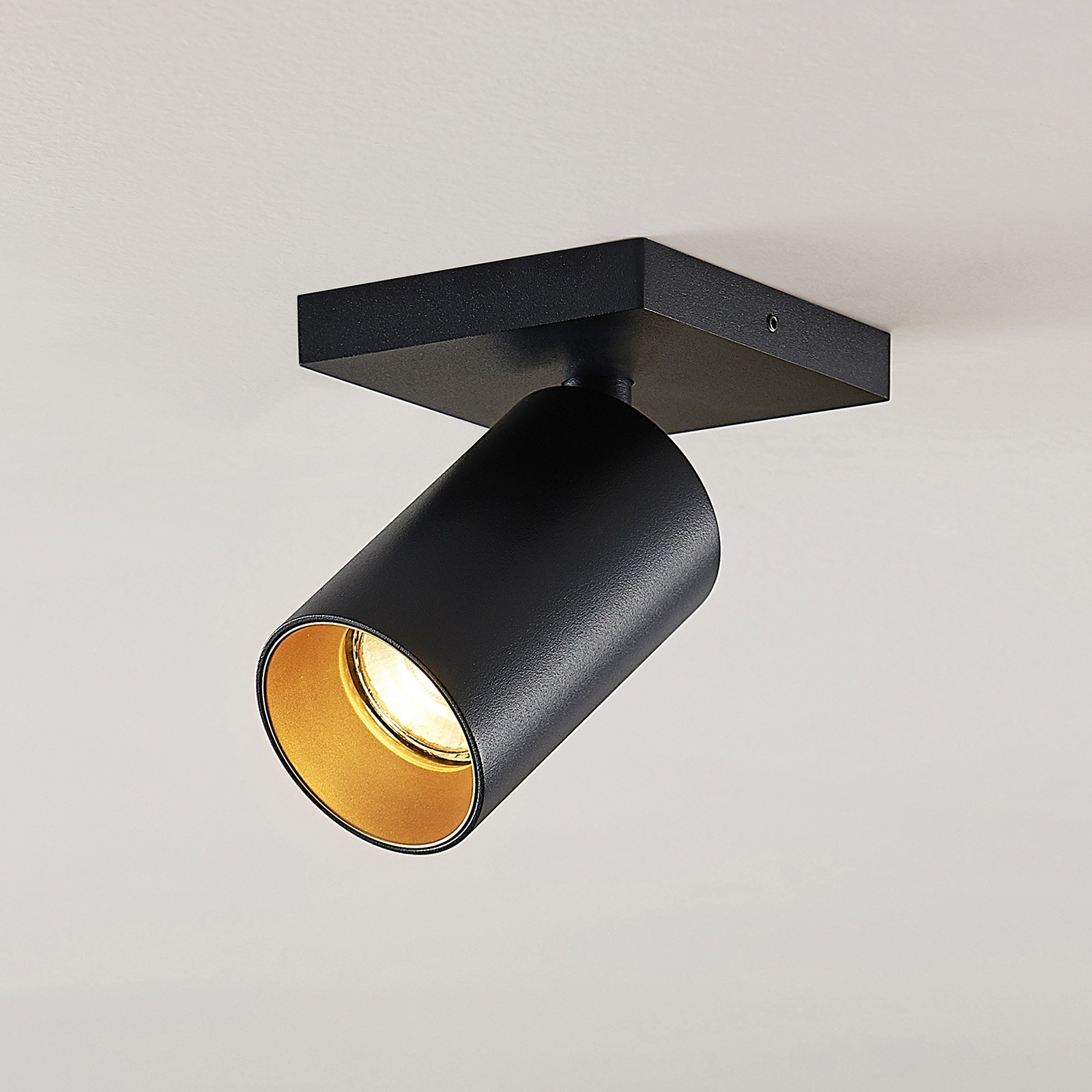 Arcchio Brinja spotlight, kantig, svart-guld, 1