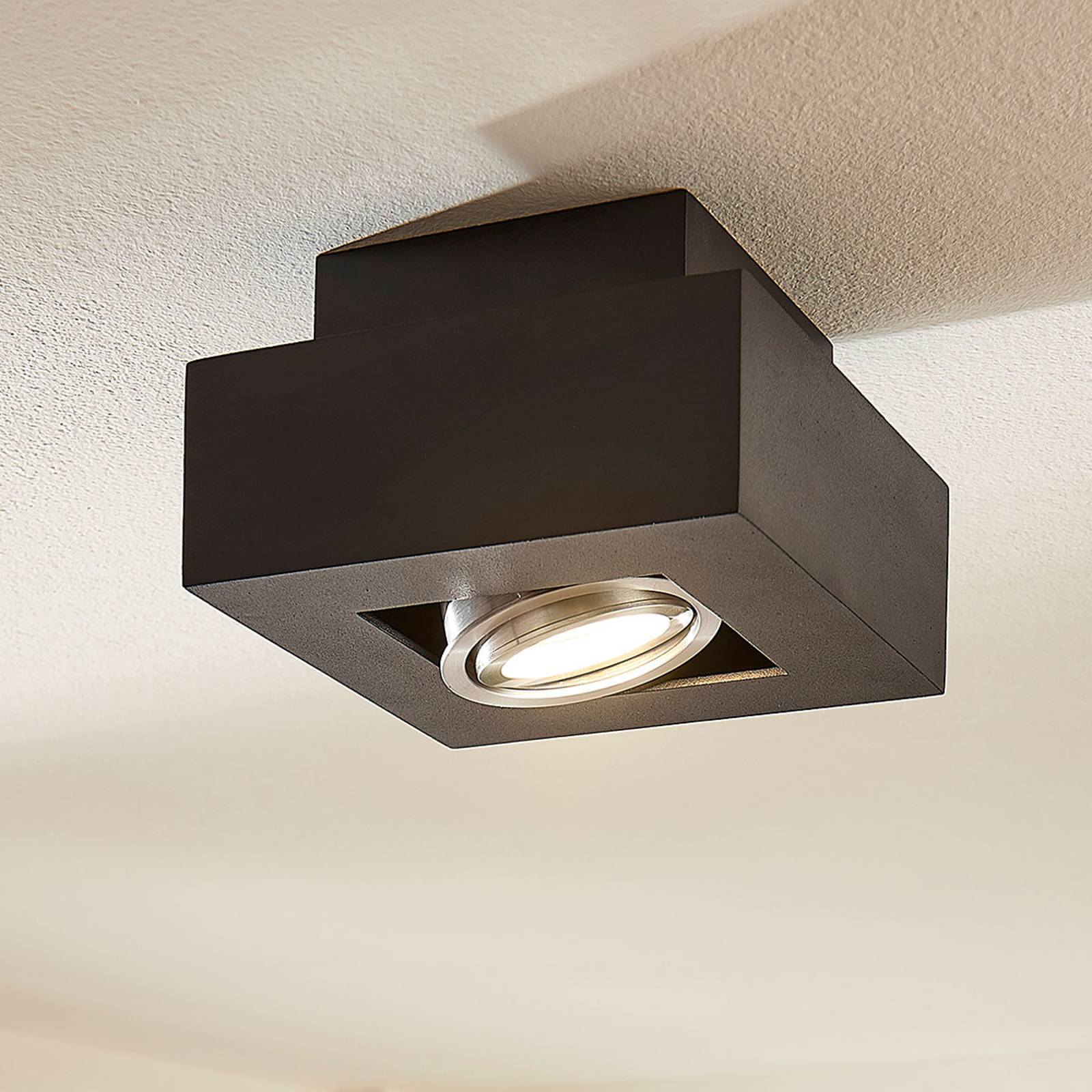 LED-taklampa Vince, 14x14 cm, svart