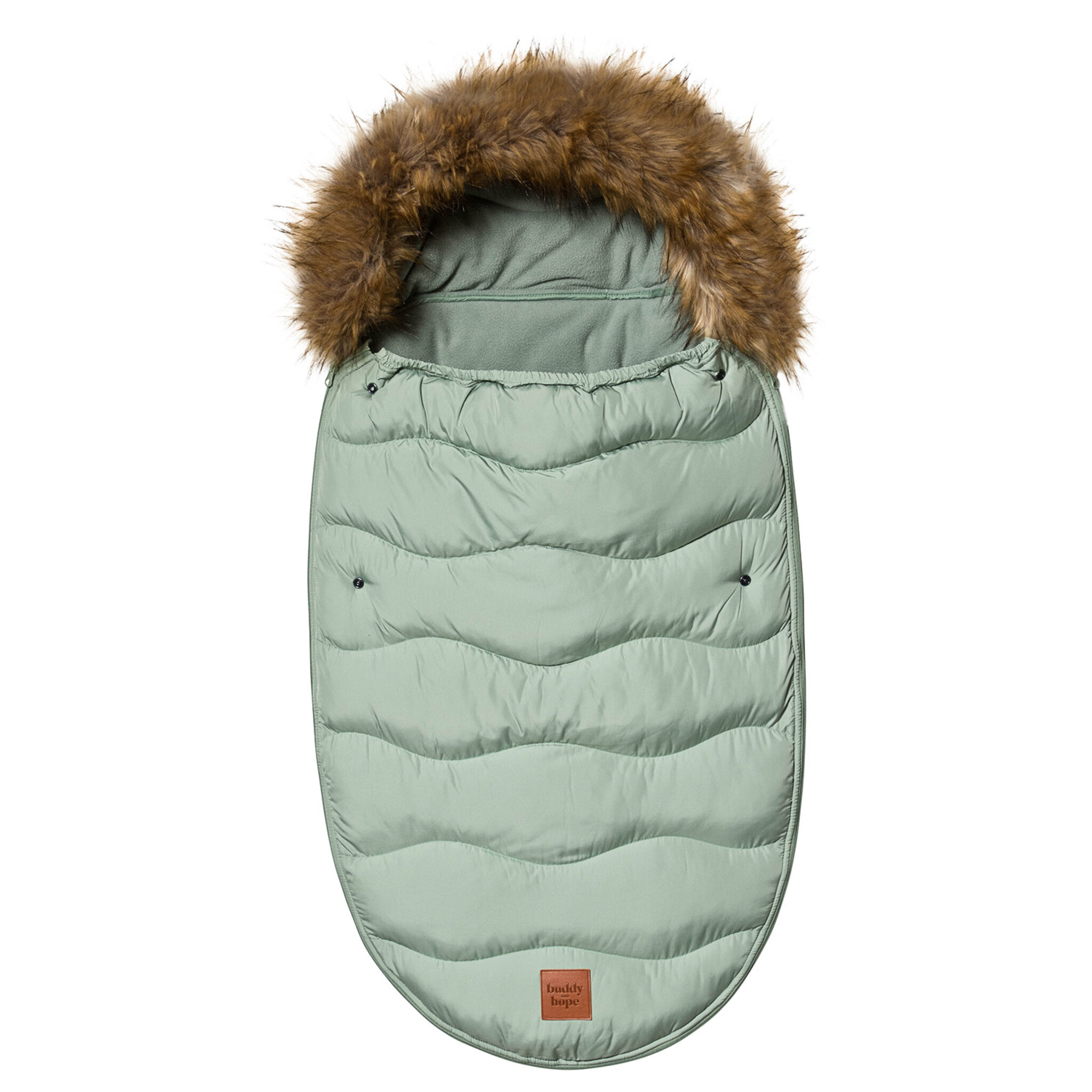 Footmuff W Fake Fur Solid Green, ONESIZE
