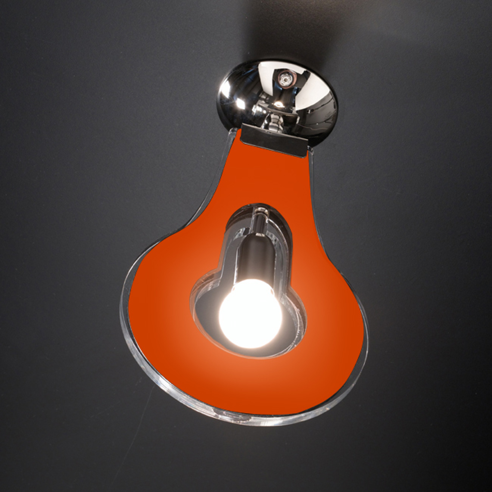 Orange, originell taklampa Flat