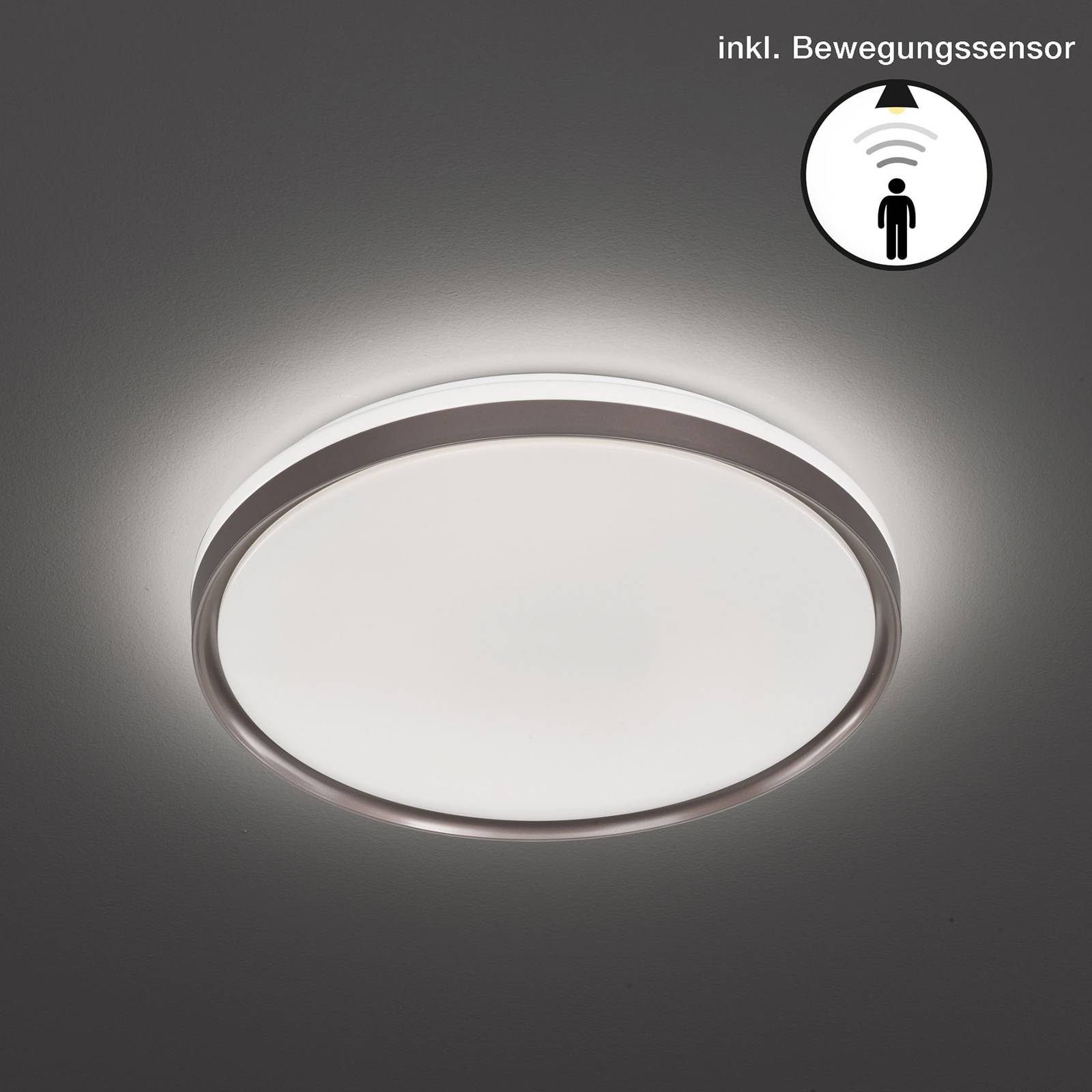 LED-taklampa Jaso BS, Ø 49 cm, brun