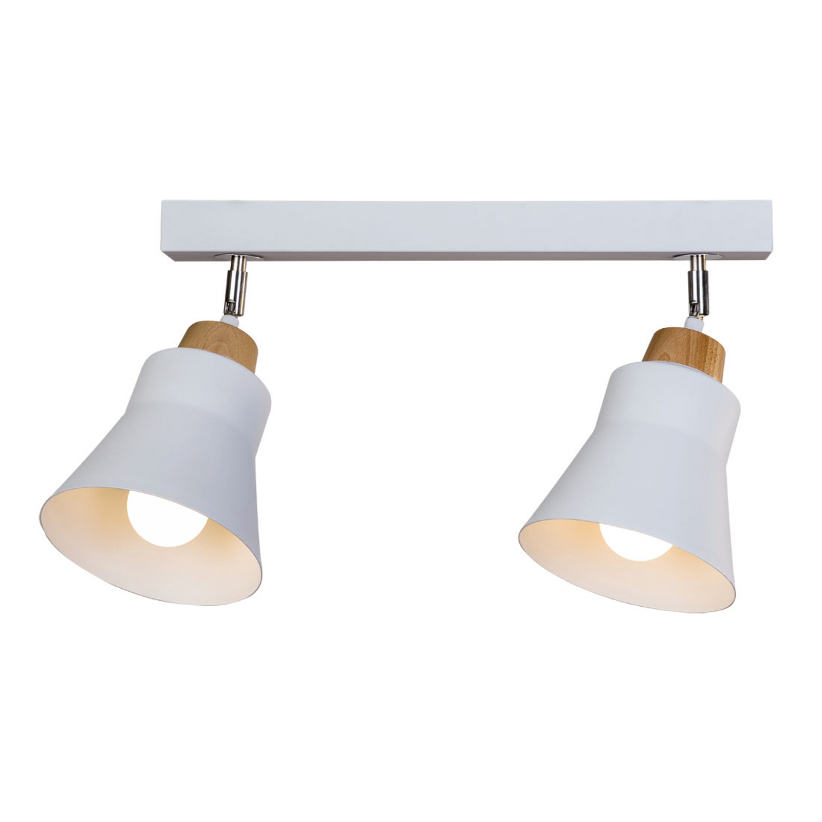 Taklampa Wood, 2 lampor, vit