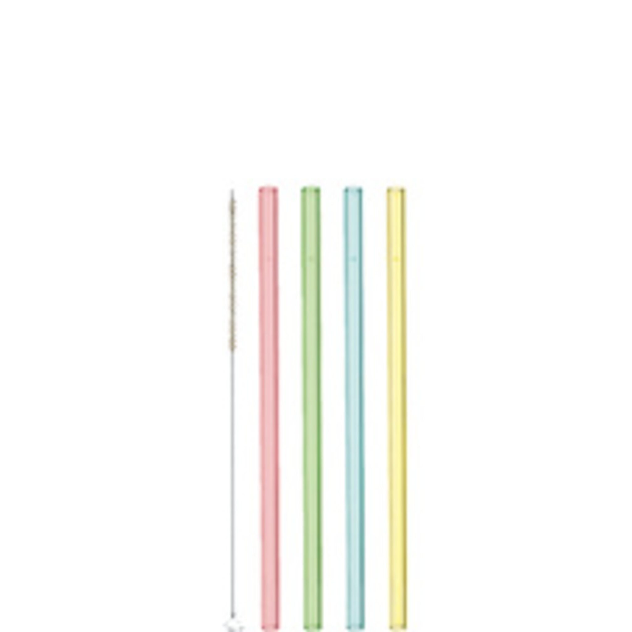 Färgade Sugrör Glas 20cm 4-pack Inkl Borste