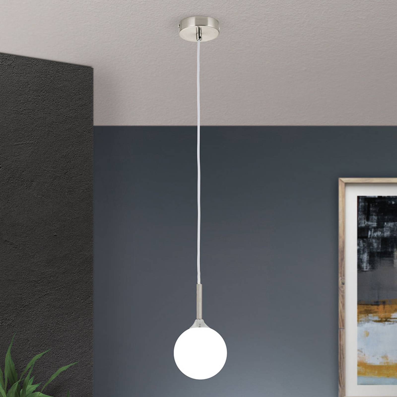Hänglampa Snowwhite, 1 lampa, nickel