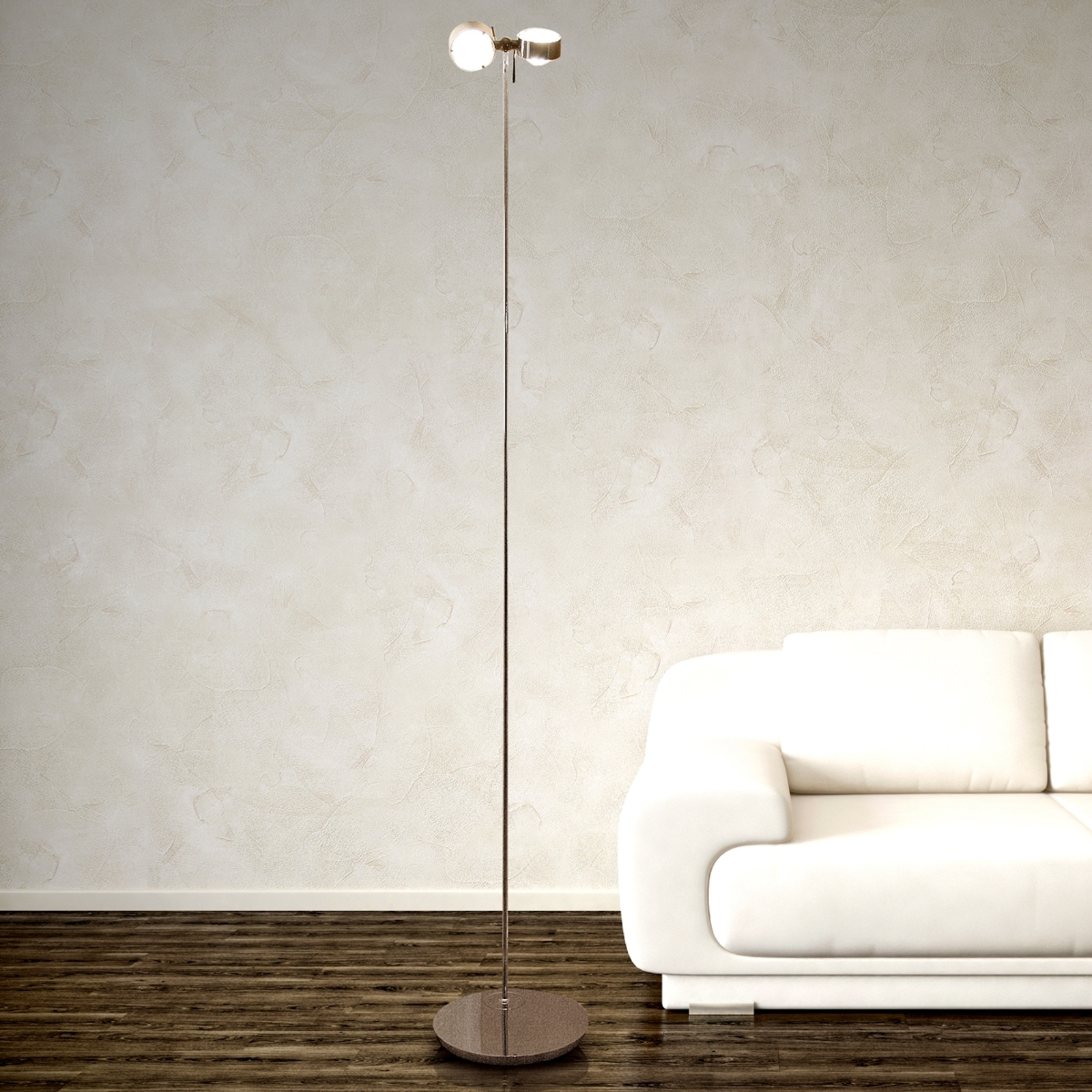 Flexibel golvlampa PUK FLOOR, förkromad, 2 ljus
