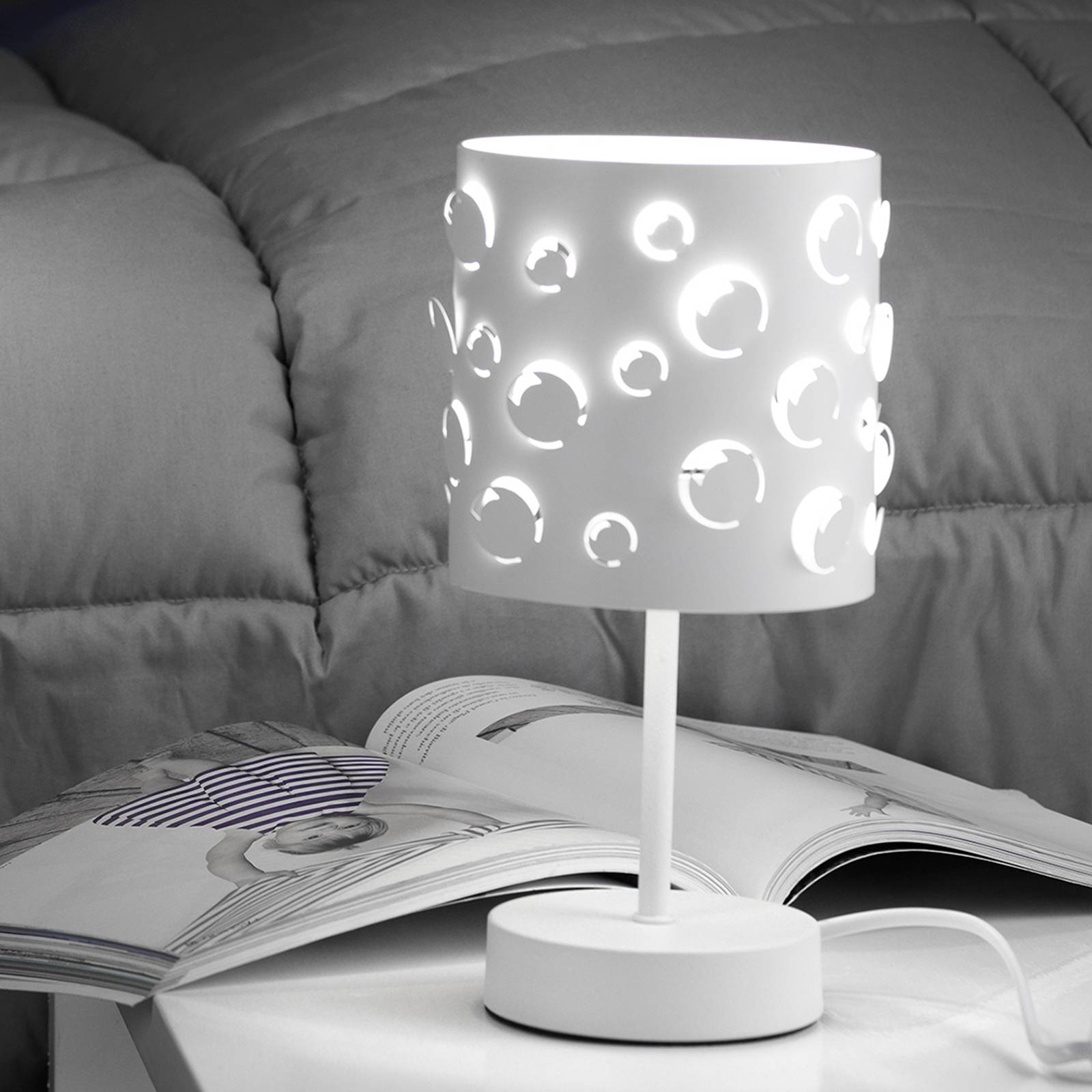 Bordslampa Bollicine med lasercut-skärm