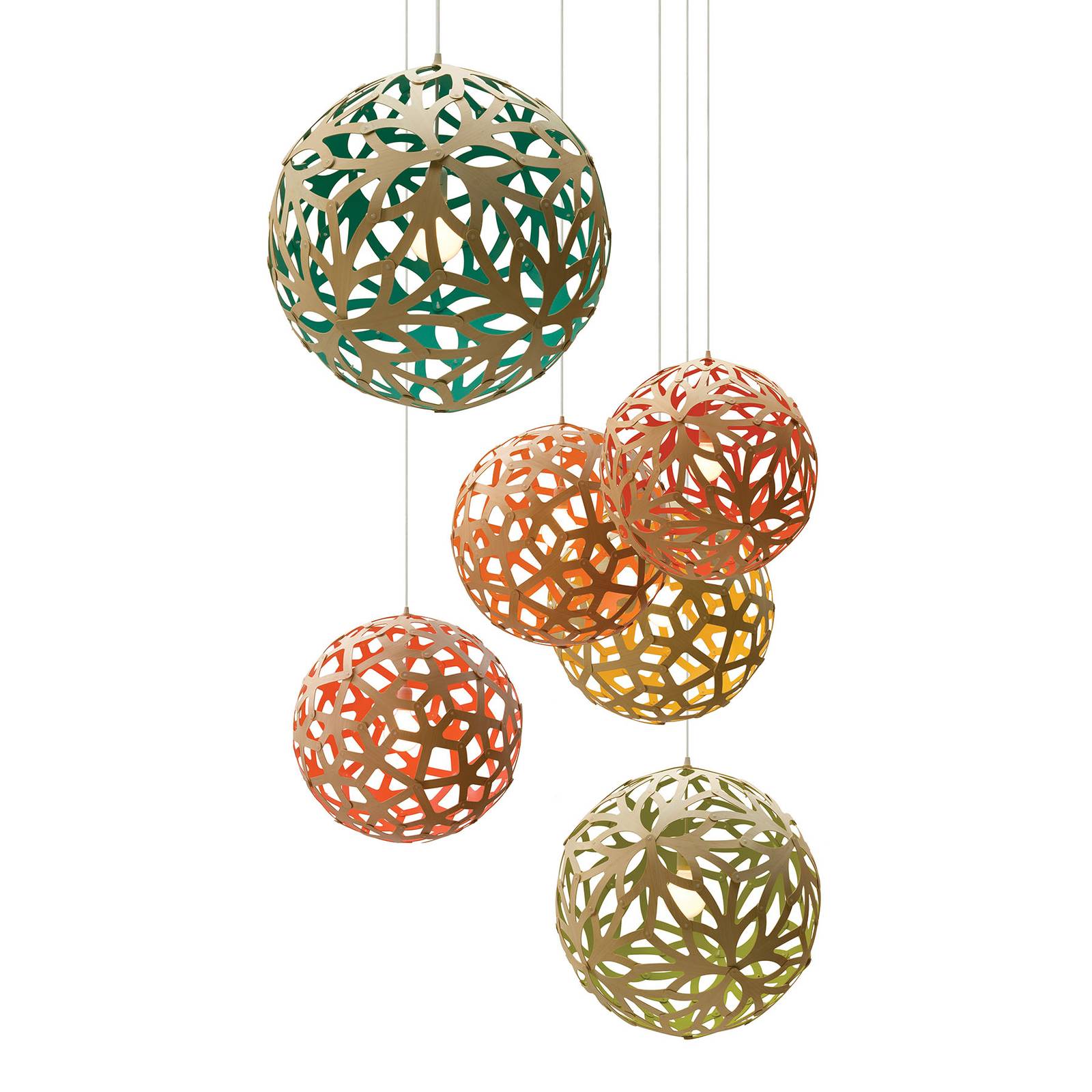 david trubridge Coral hänglampa Ø 40cm bambu-röd