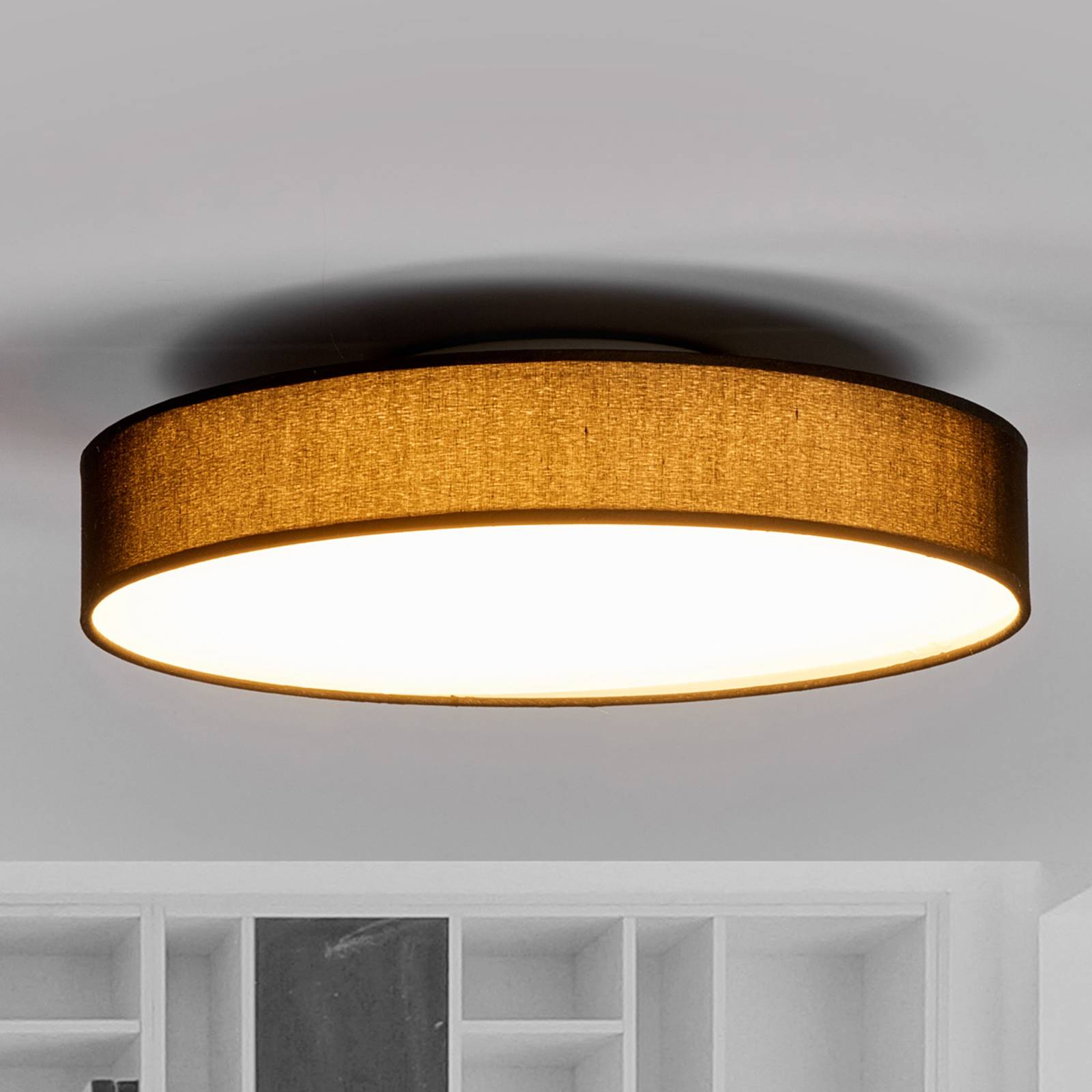 LED-taklampa Saira textil, 40 cm, svart