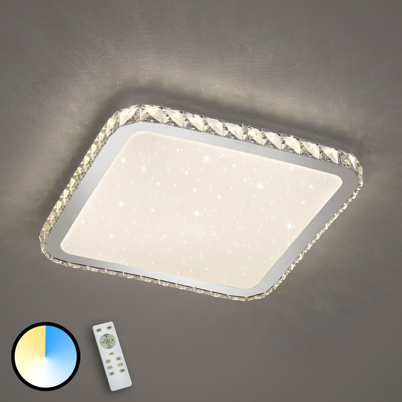 LED-taklampa Sapporo med stjärnljushölje
