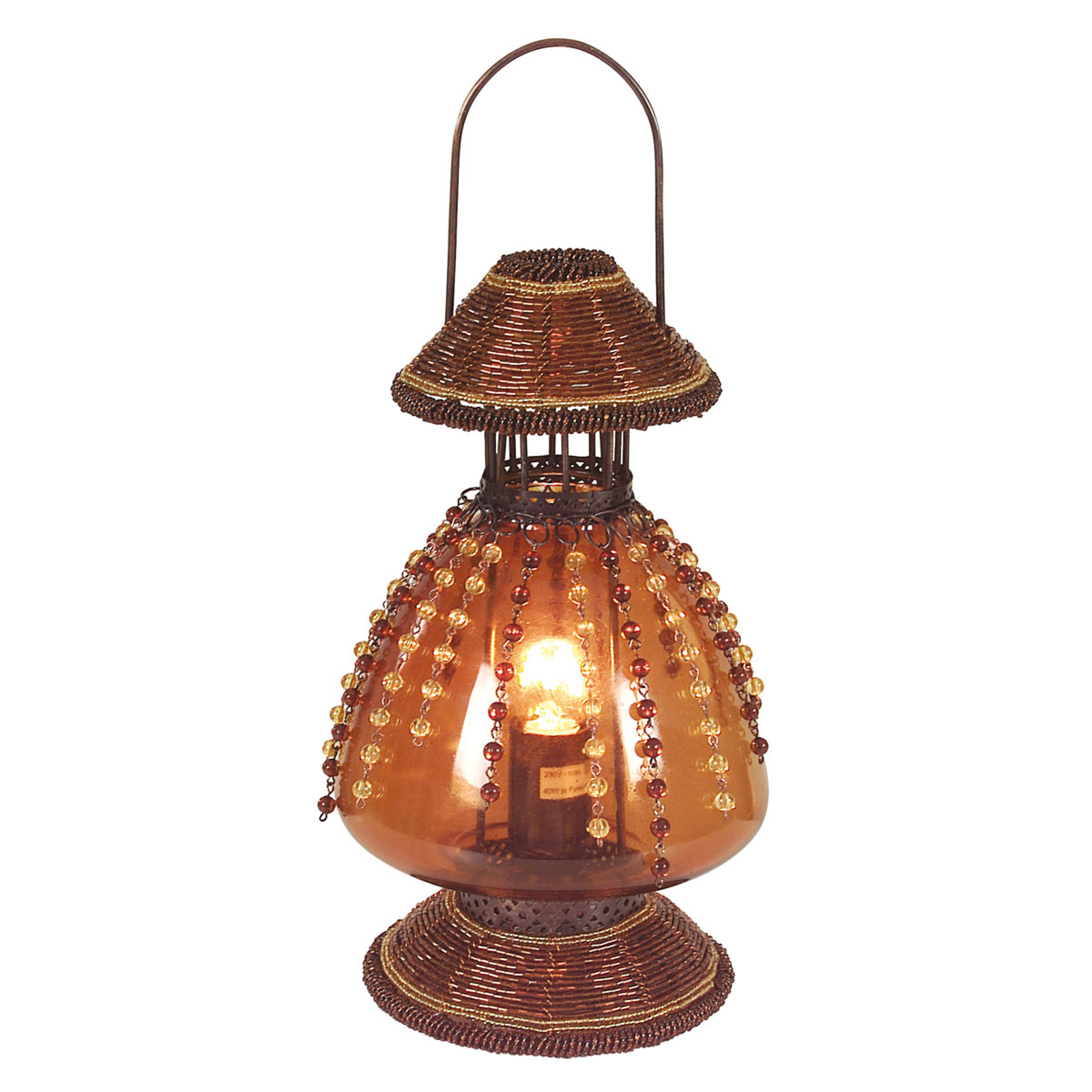 Bordslampa Perla som fotogenlampa rostbrun