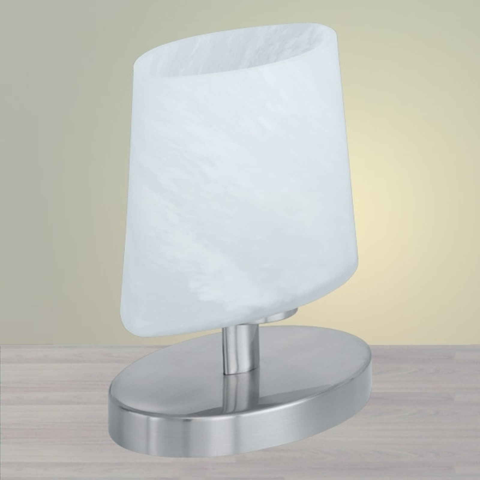 Liten bordslampa oval med glasskärm