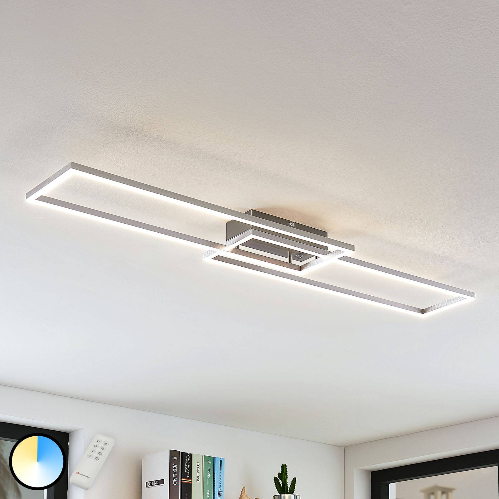 LED-taklampa Quadra, dimbar, 2 ljuskällor, 110 cm
