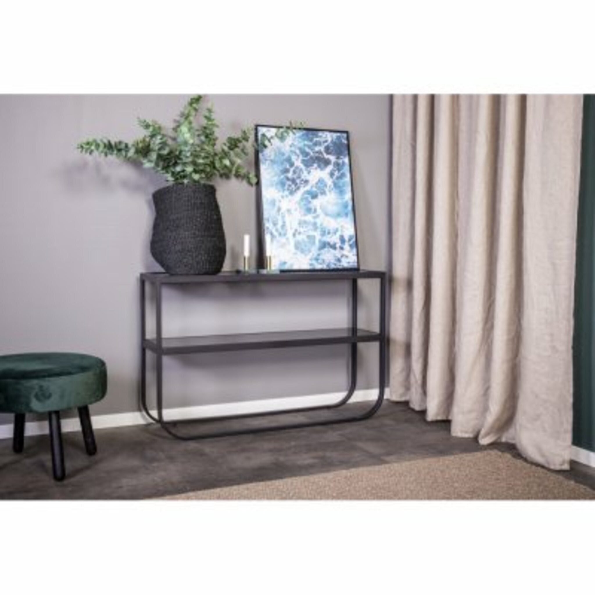 Avlastningsbord Rocker 110cm, mörkt glas/svart
