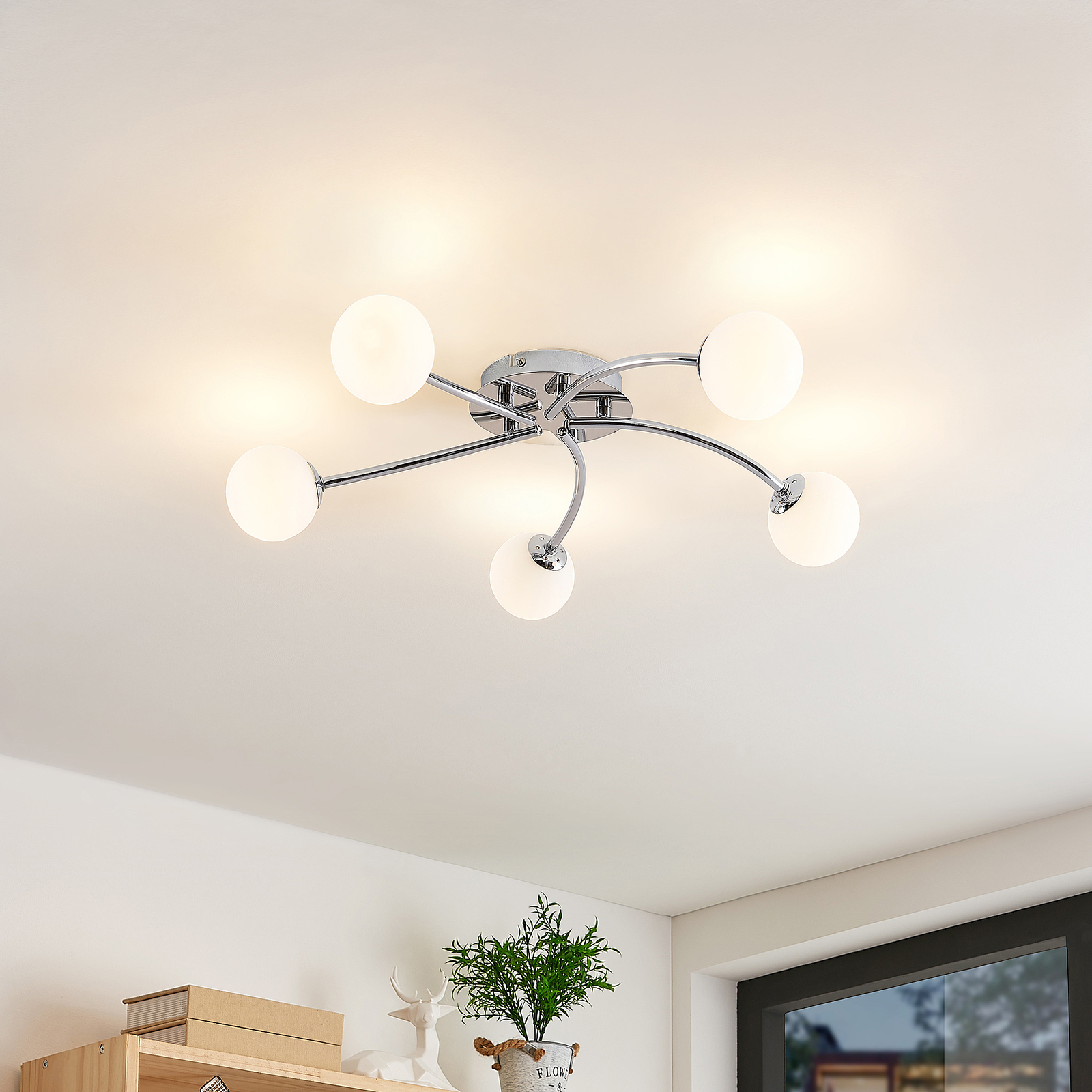Lindby Chrissy taklampa, 5 lampor, 59 cm