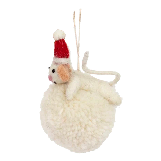 Afroart - Julhänge Mus på Snöboll 9 cm Vit