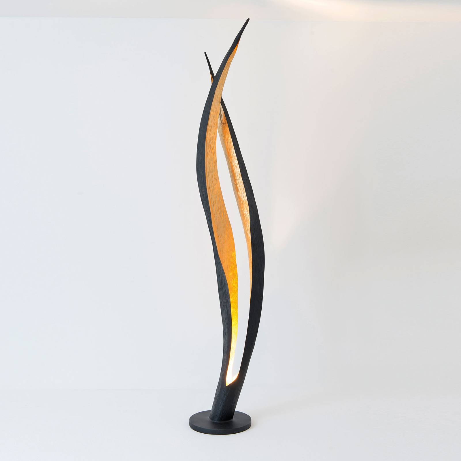 Golvlampa Barbone, brun-svart, guld