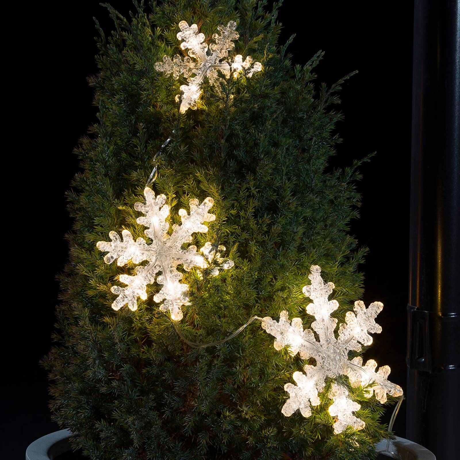 Tredelad LED-ljusslinga Snöflinga